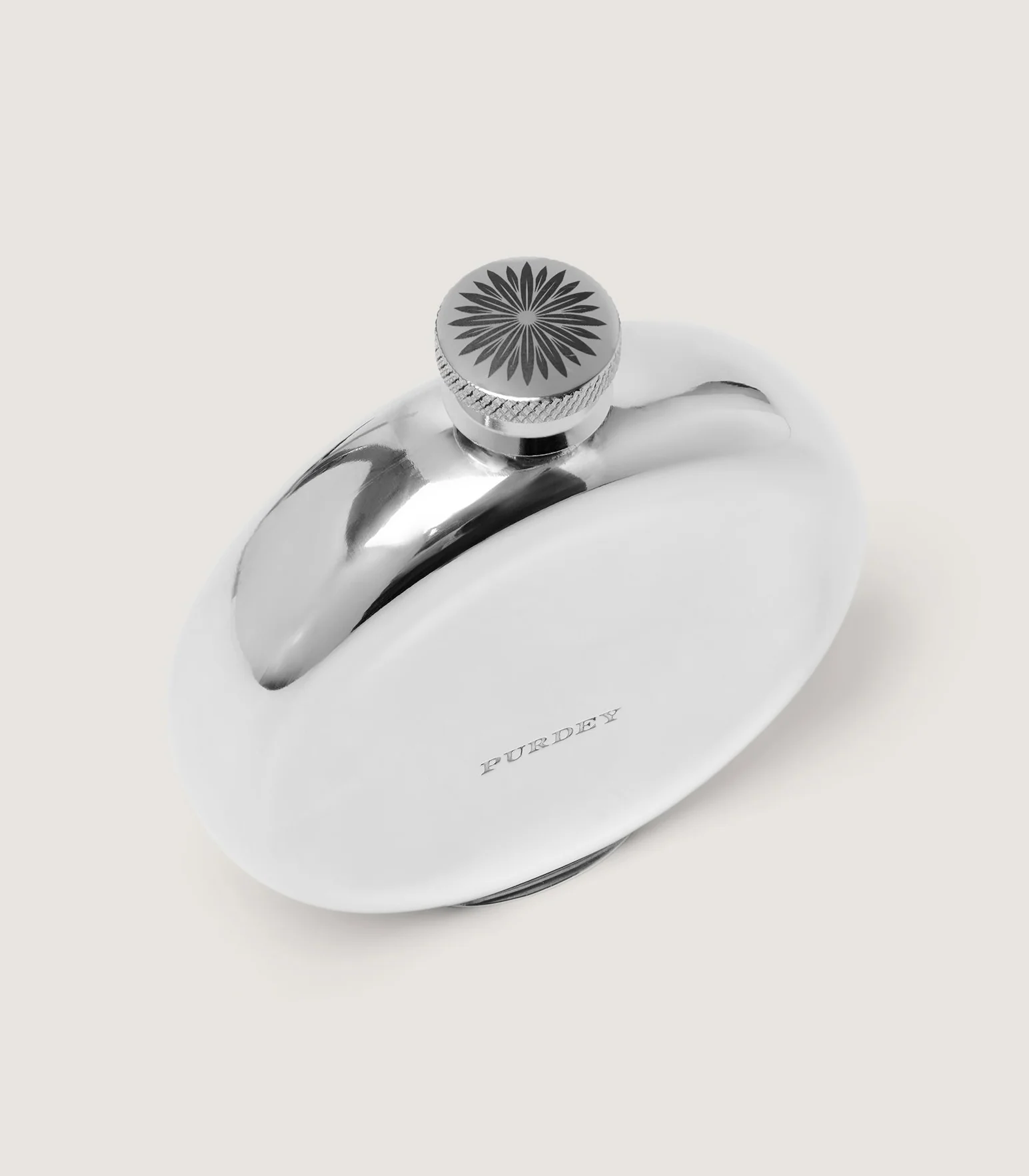 Round Concave Back Pewter Flask In Pewter - Image 3