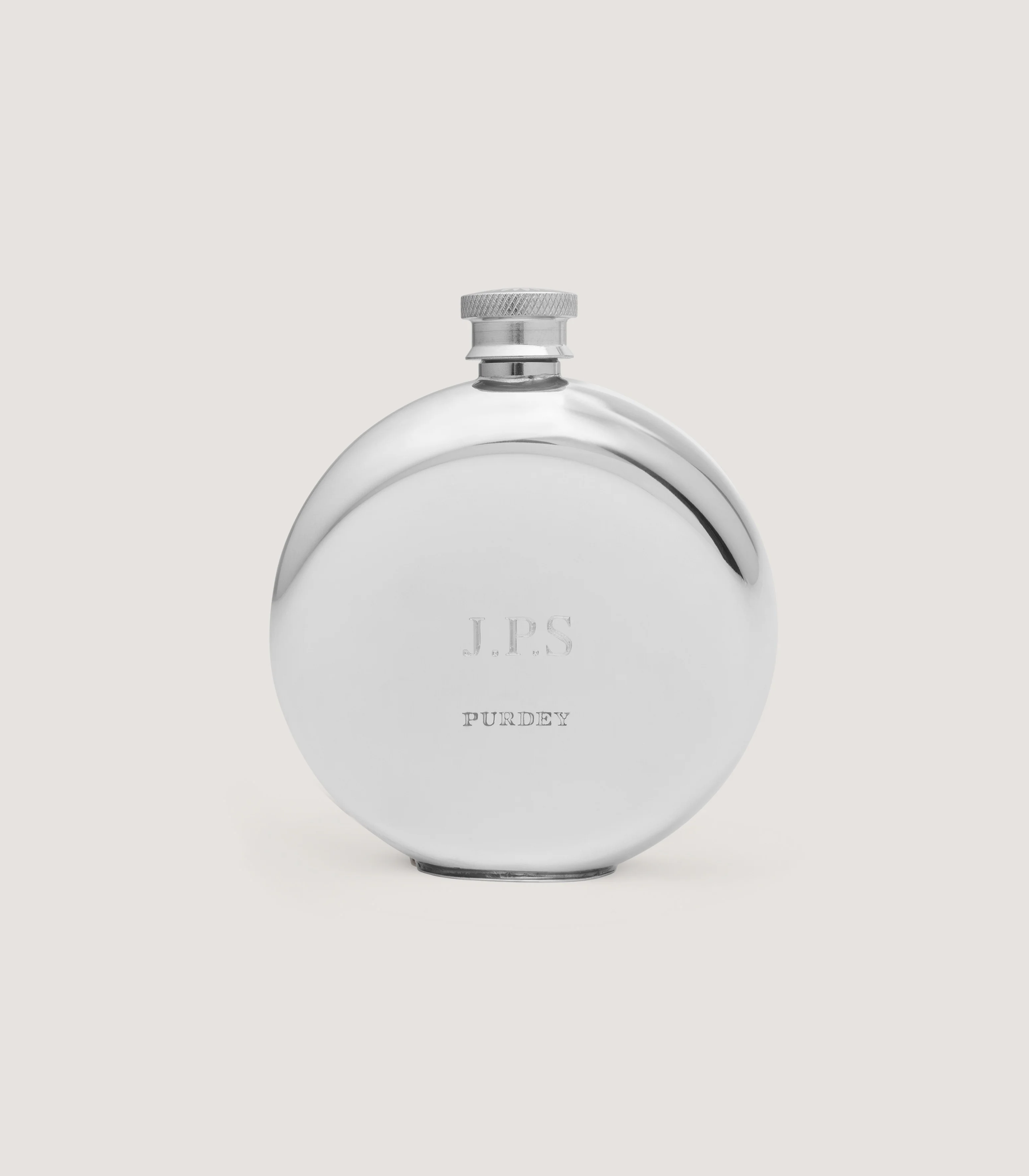 Round Concave Back Pewter Flask In Pewter - Image 4
