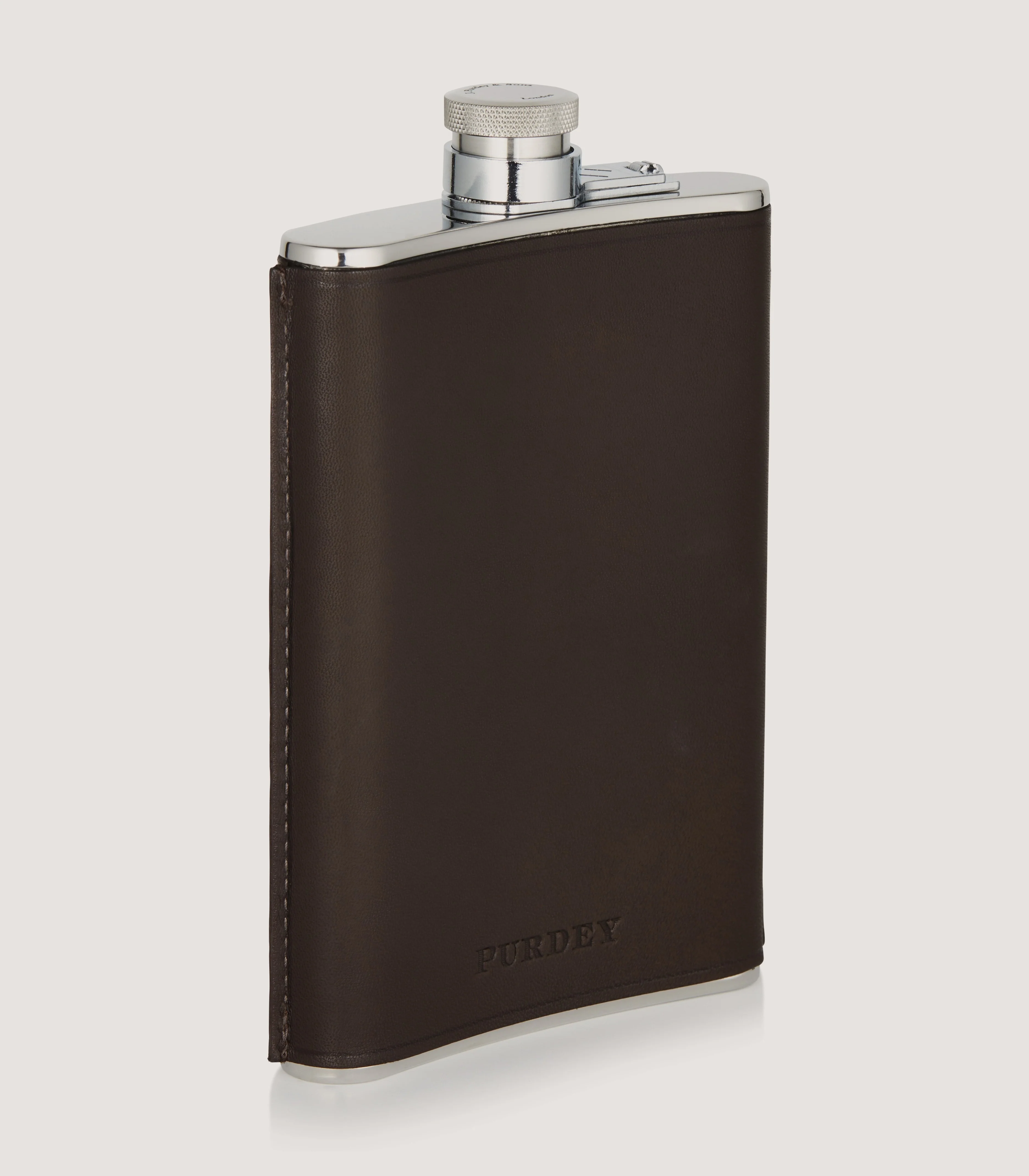 8oz Leather Flask In Dark Brown - Image 2