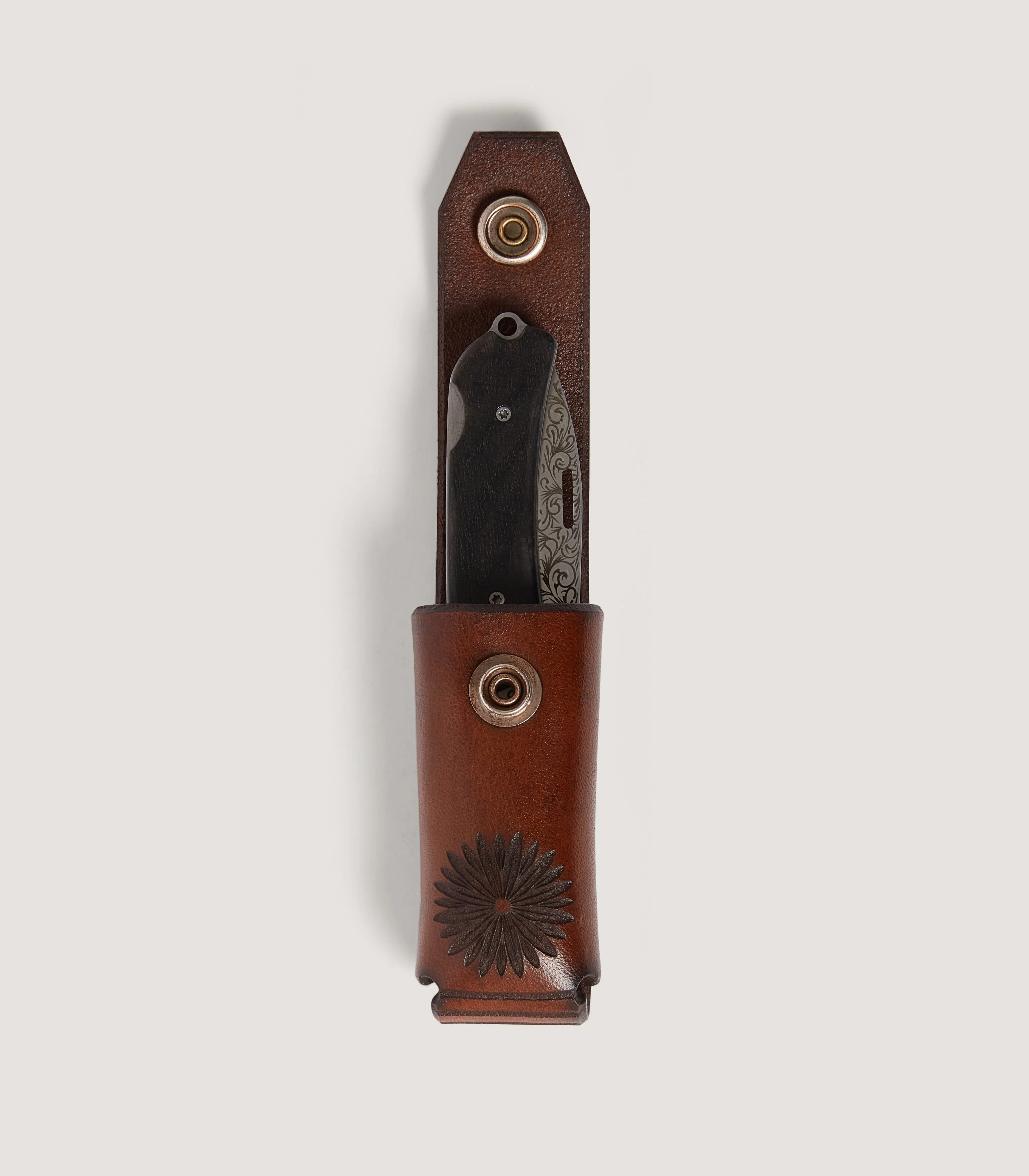Bog Oak Hunter Folding Knife In Steel - Image 3