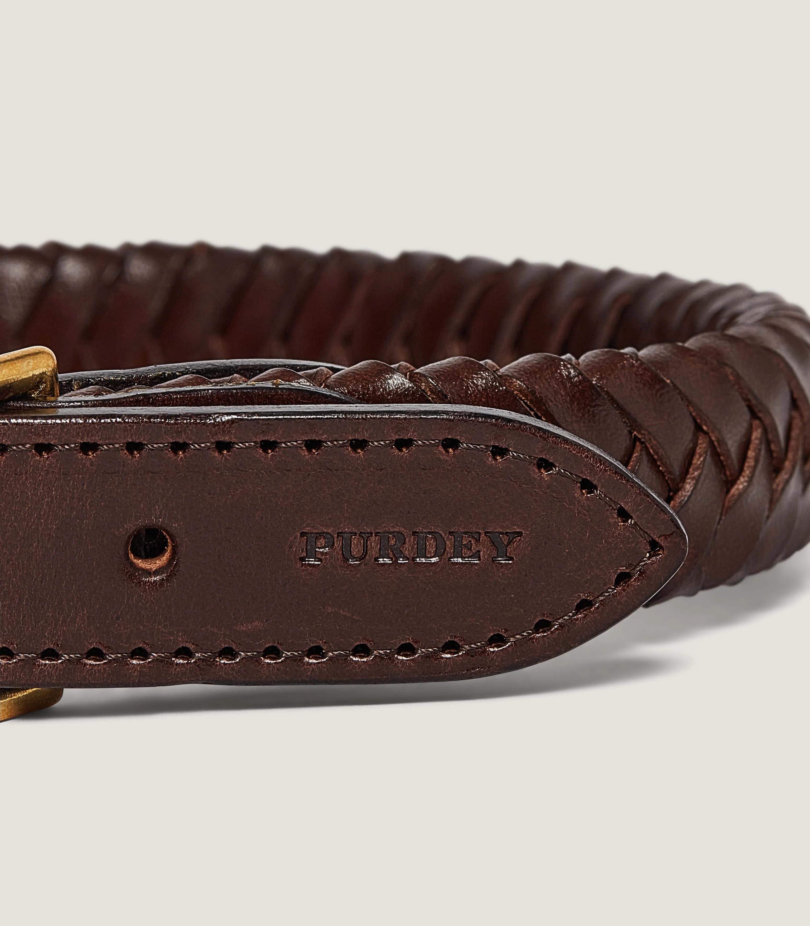 Braided Leather Dog Collar in Dark Brown - Image 2