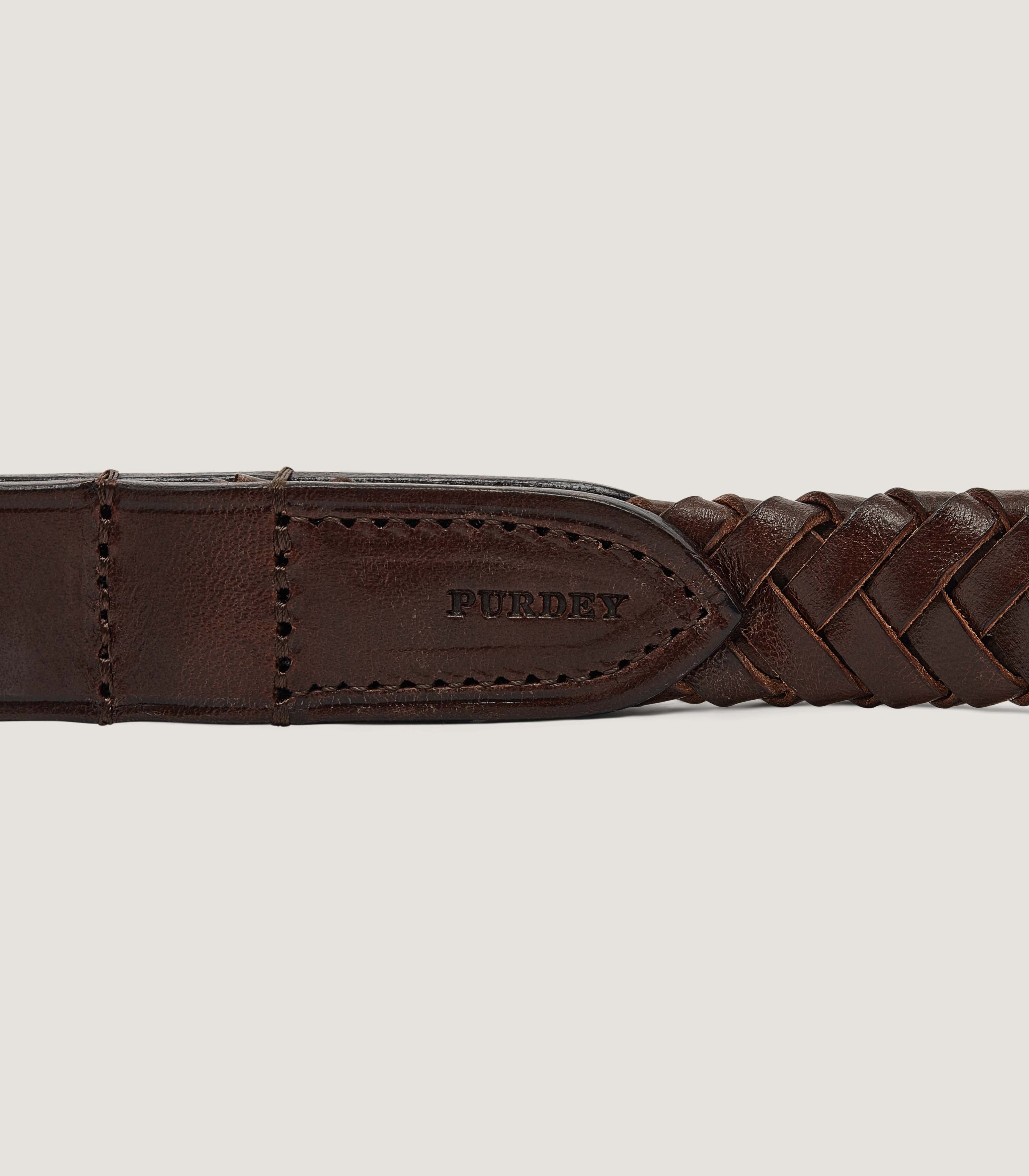 Braided Leather Dog Lead in Dark Brown - Image 2
