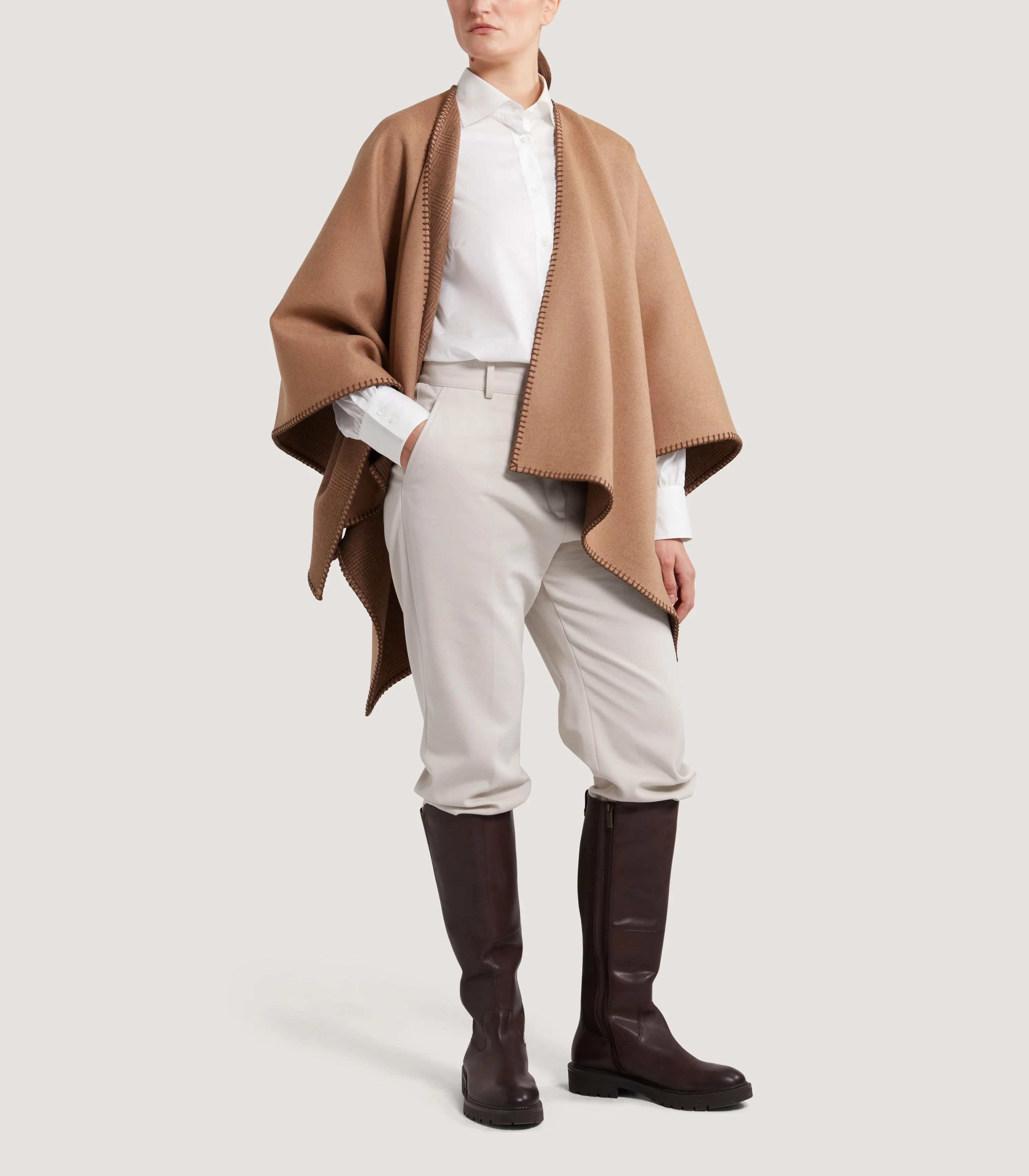 Women's Camel Welbeck Poncho - Image 2