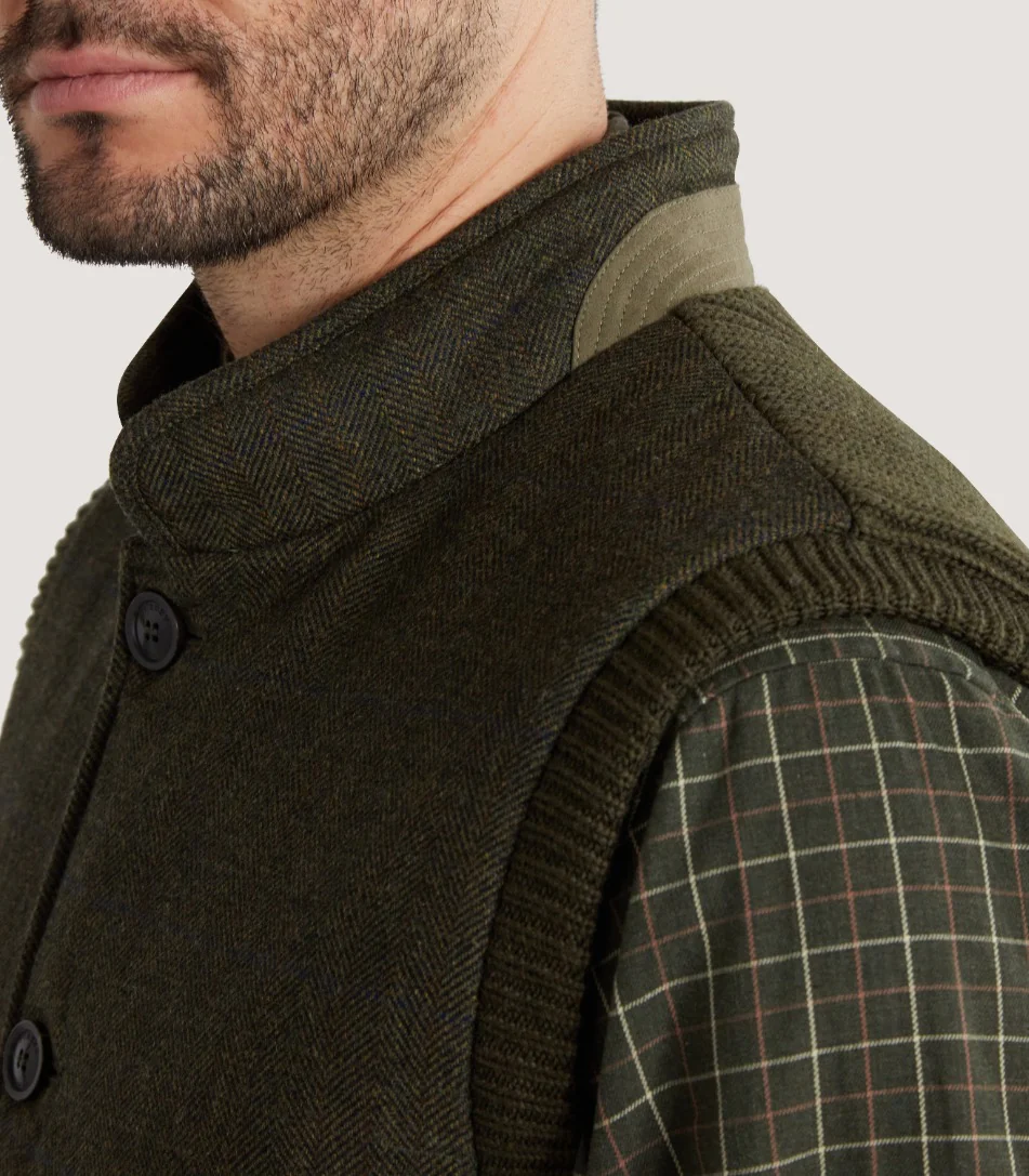 Clarges Knit and Fabric Hybrid Vest in Loden - Image 5