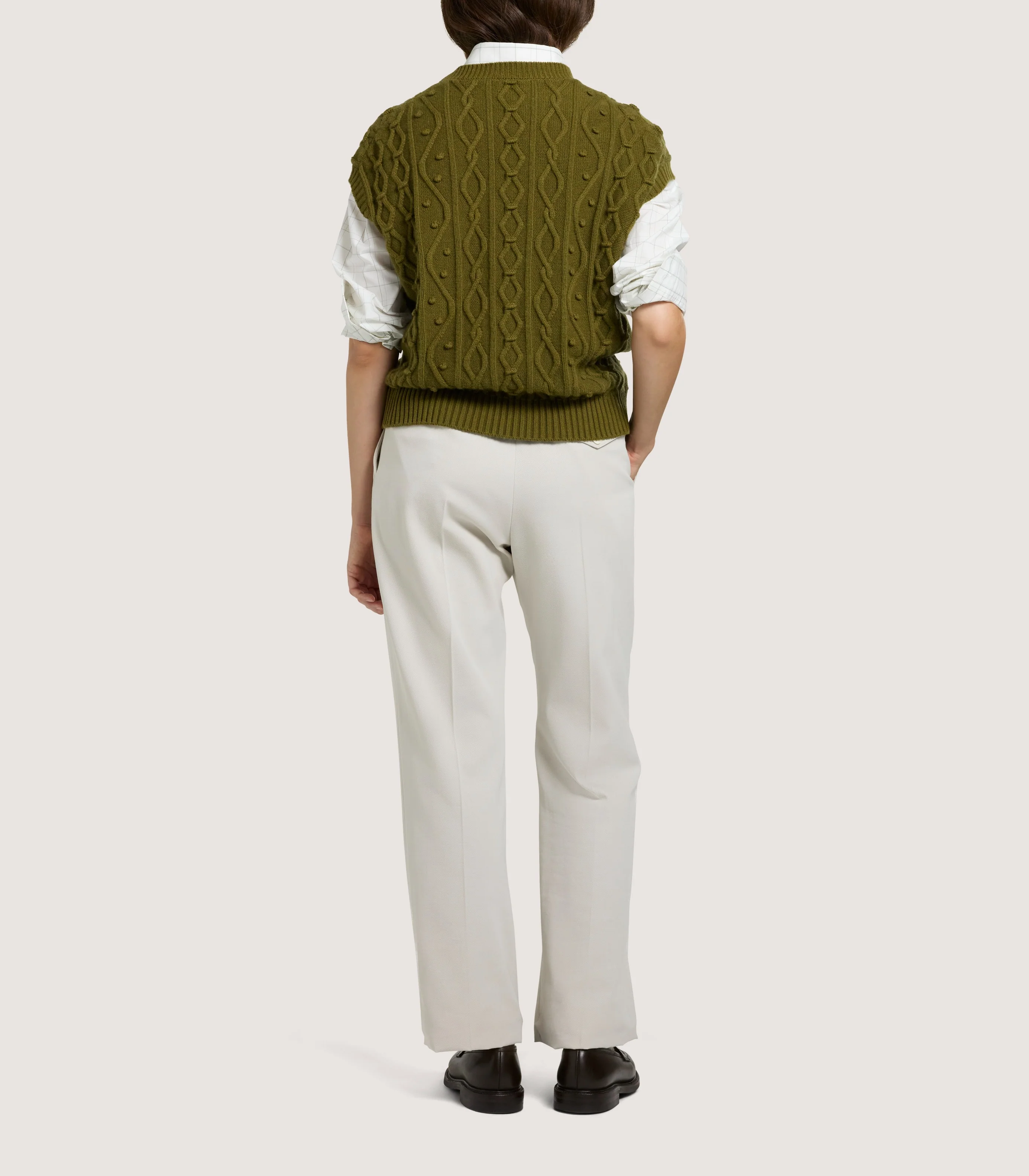 Women's Cotton Cashmere Aran Tank in Olive - Image 5