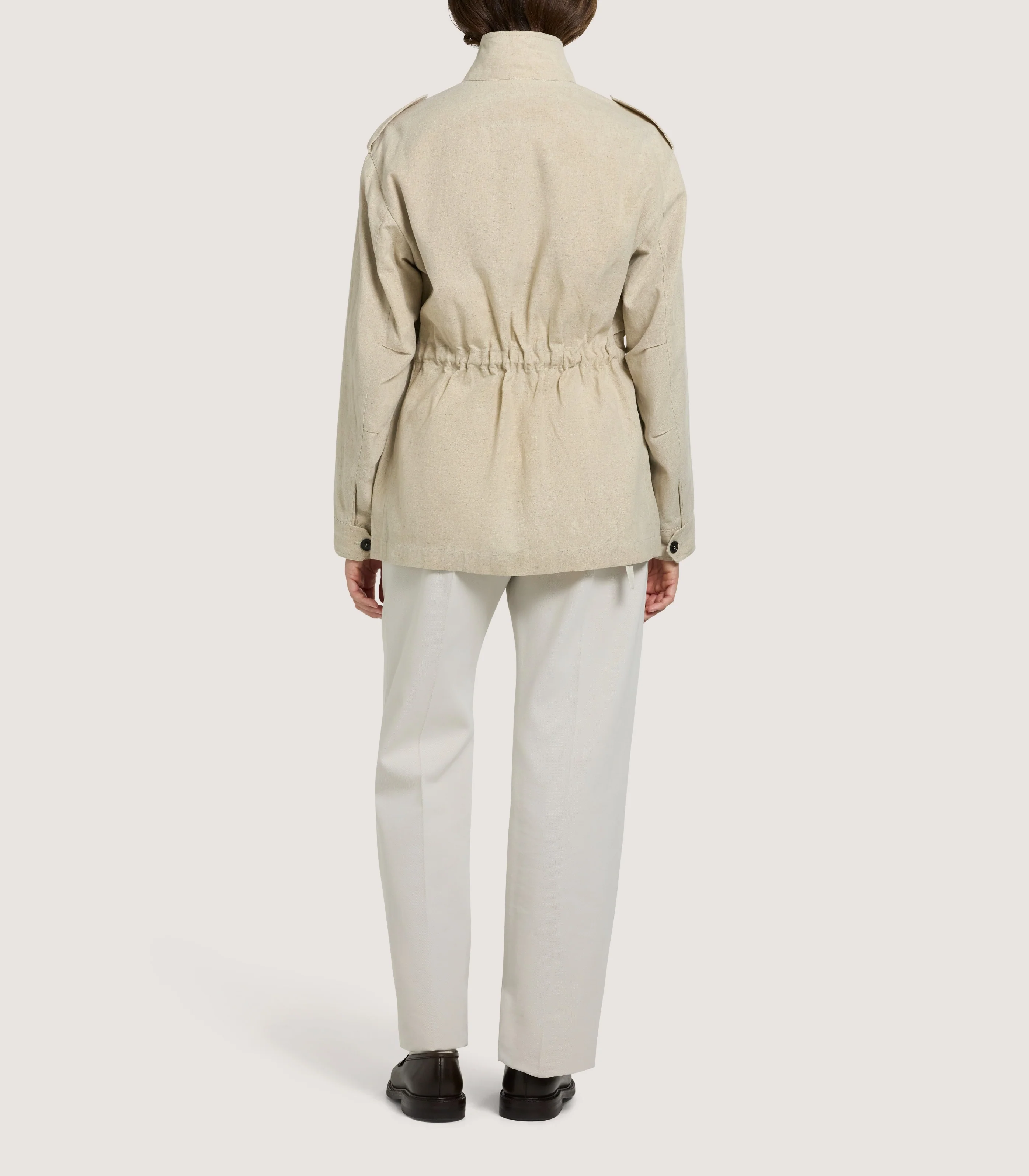 Women's Cotton Linen Field Jacket in Pale Stone - Image 5