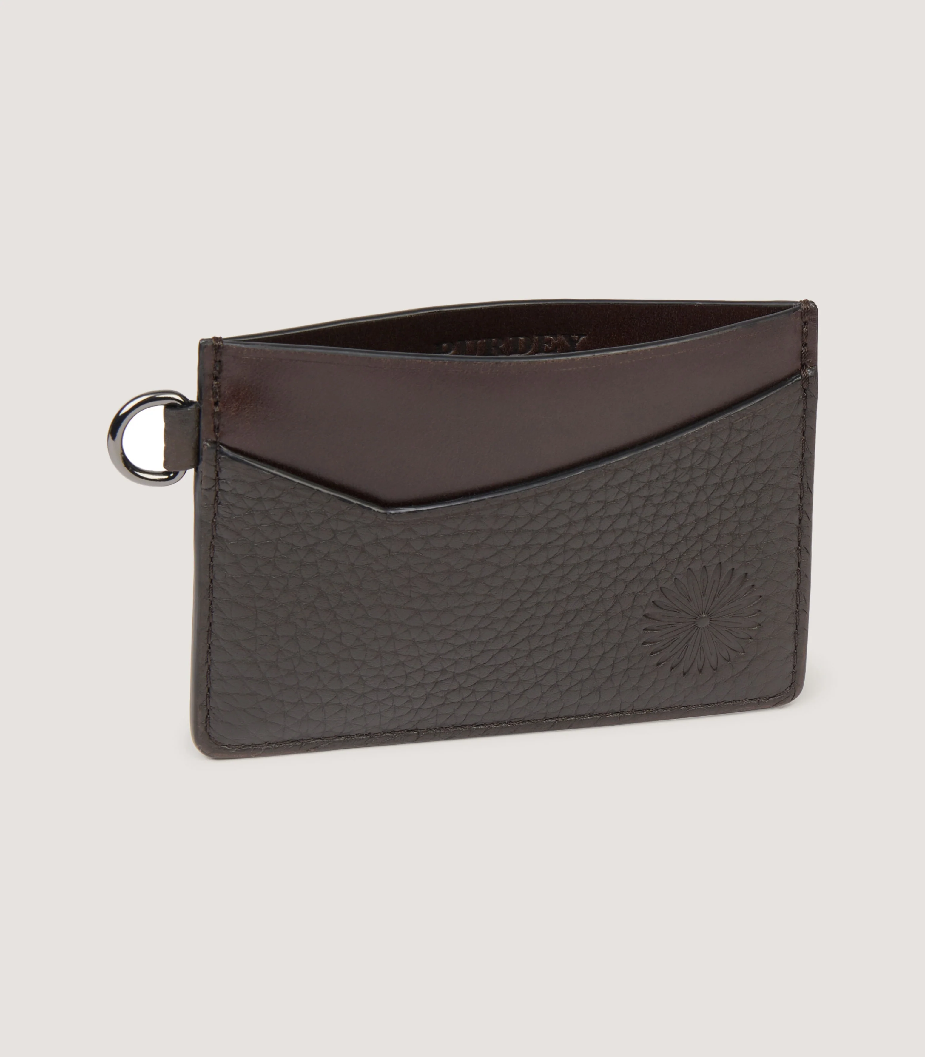 Featherburst Card Holder With D Ring In Dark Brown - Image 3