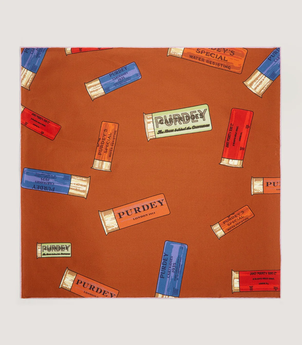 Purdey Cartridges Pocket Square in Rust