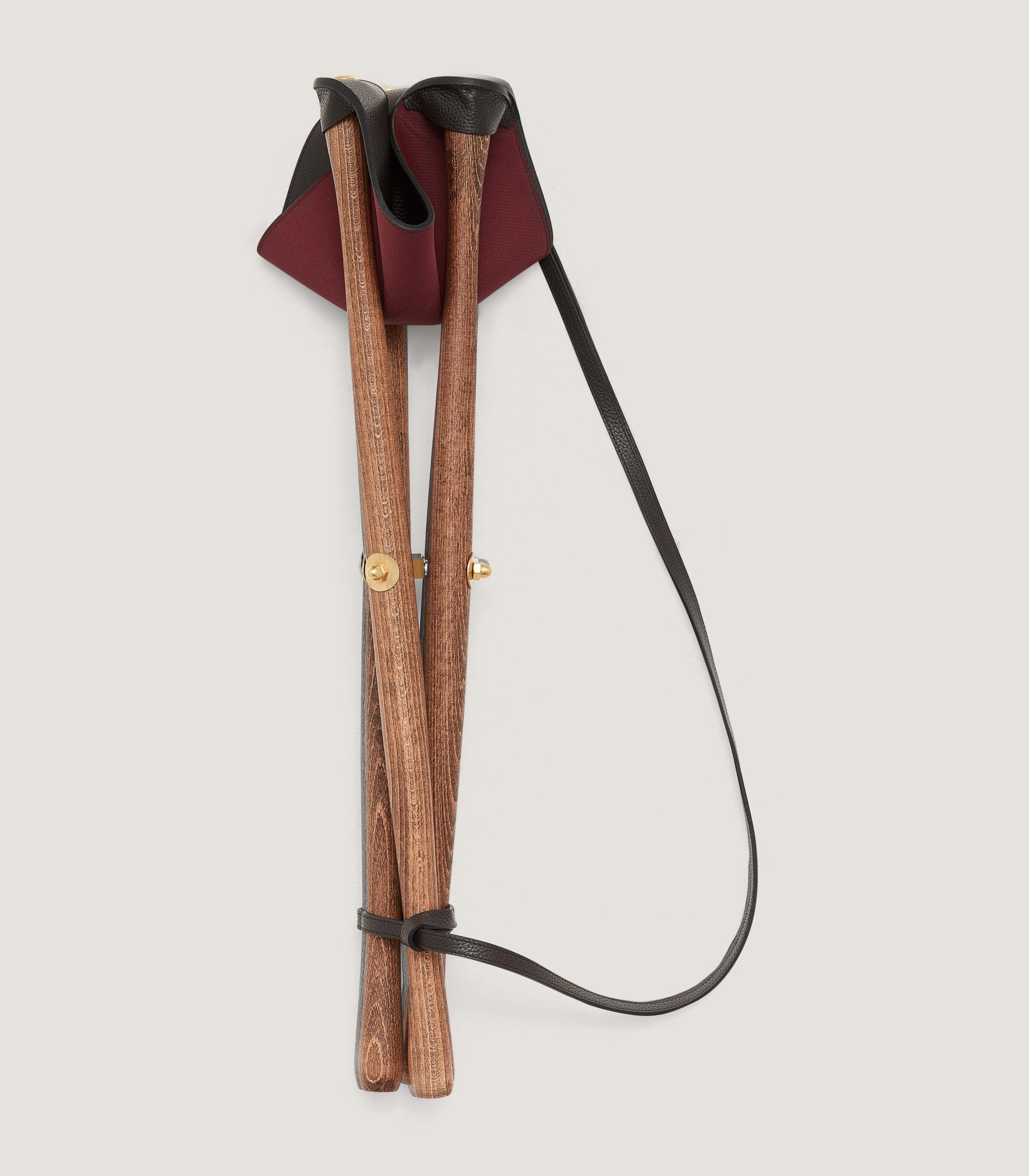 Grain Leather Tripod Seat In Dark Brown - Image 2