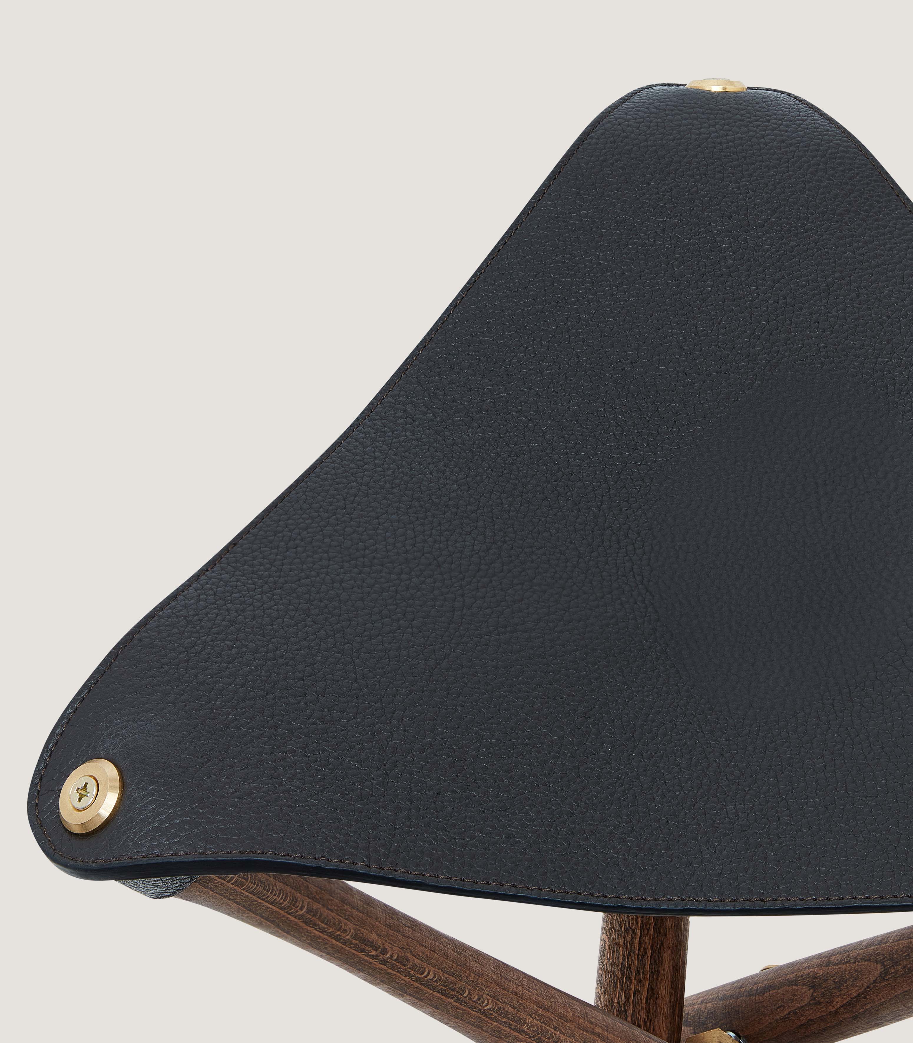 Grain Leather Tripod Seat In Dark Brown - Image 3