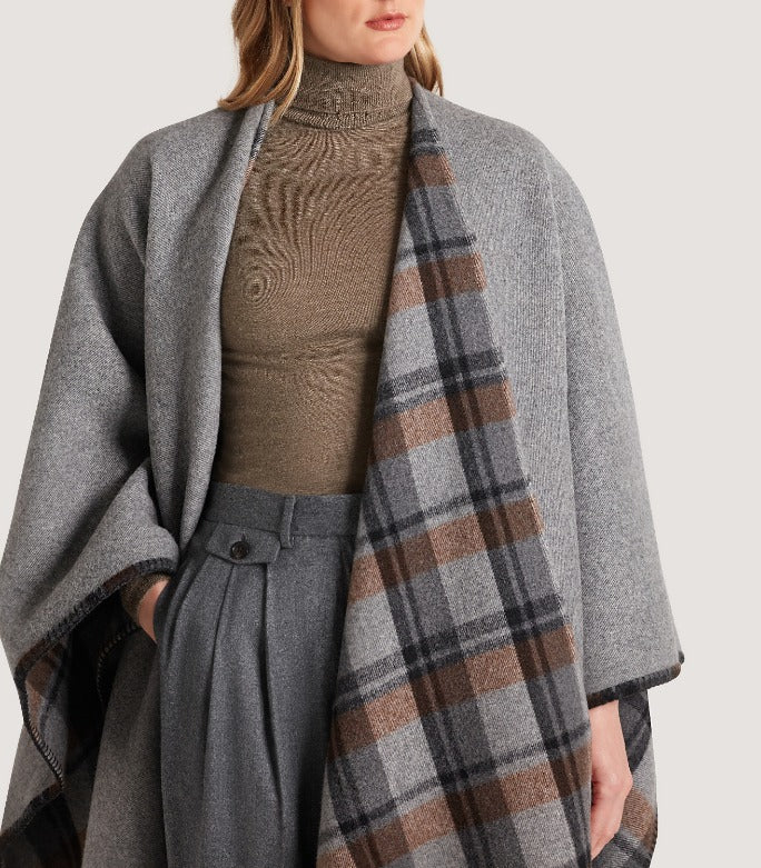 Women's Gun Club Check Reversible Poncho - Image 5
