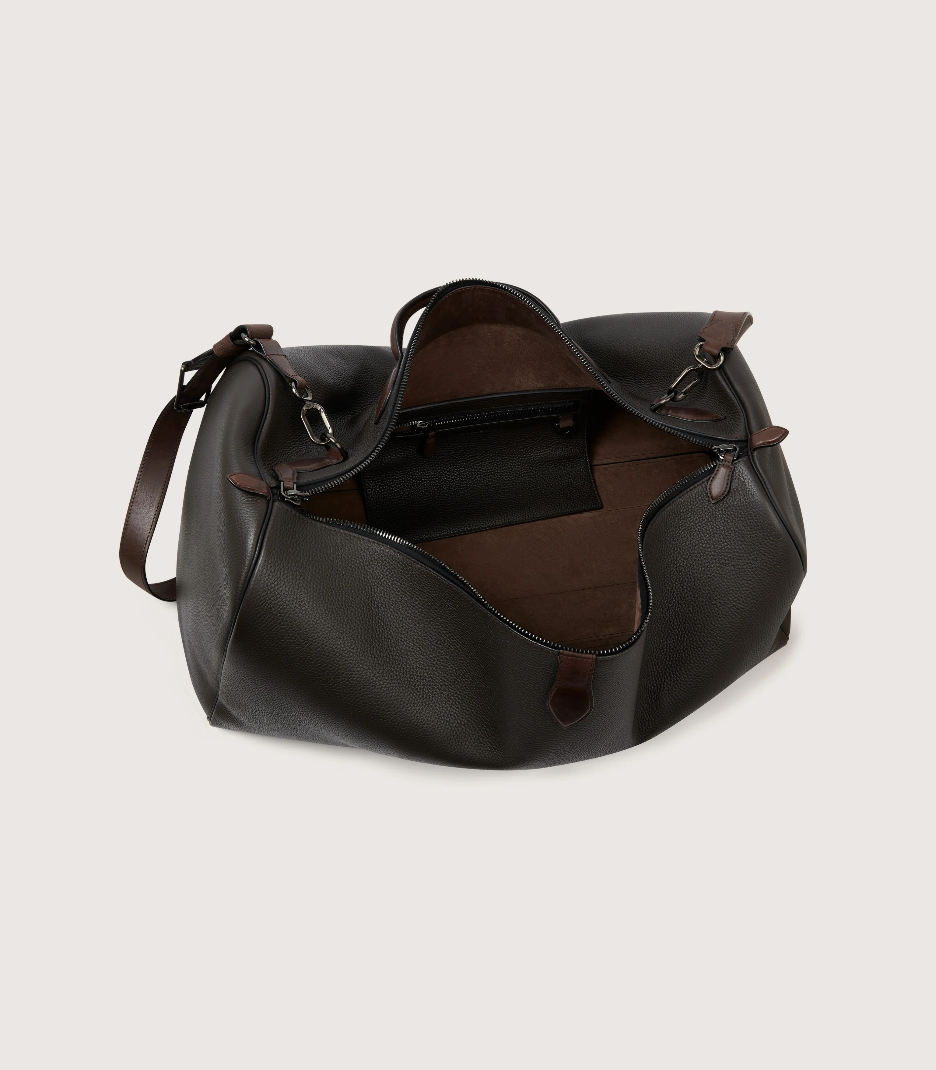 Leather Duffle Holdall Loader In Dark Brown - Image 3