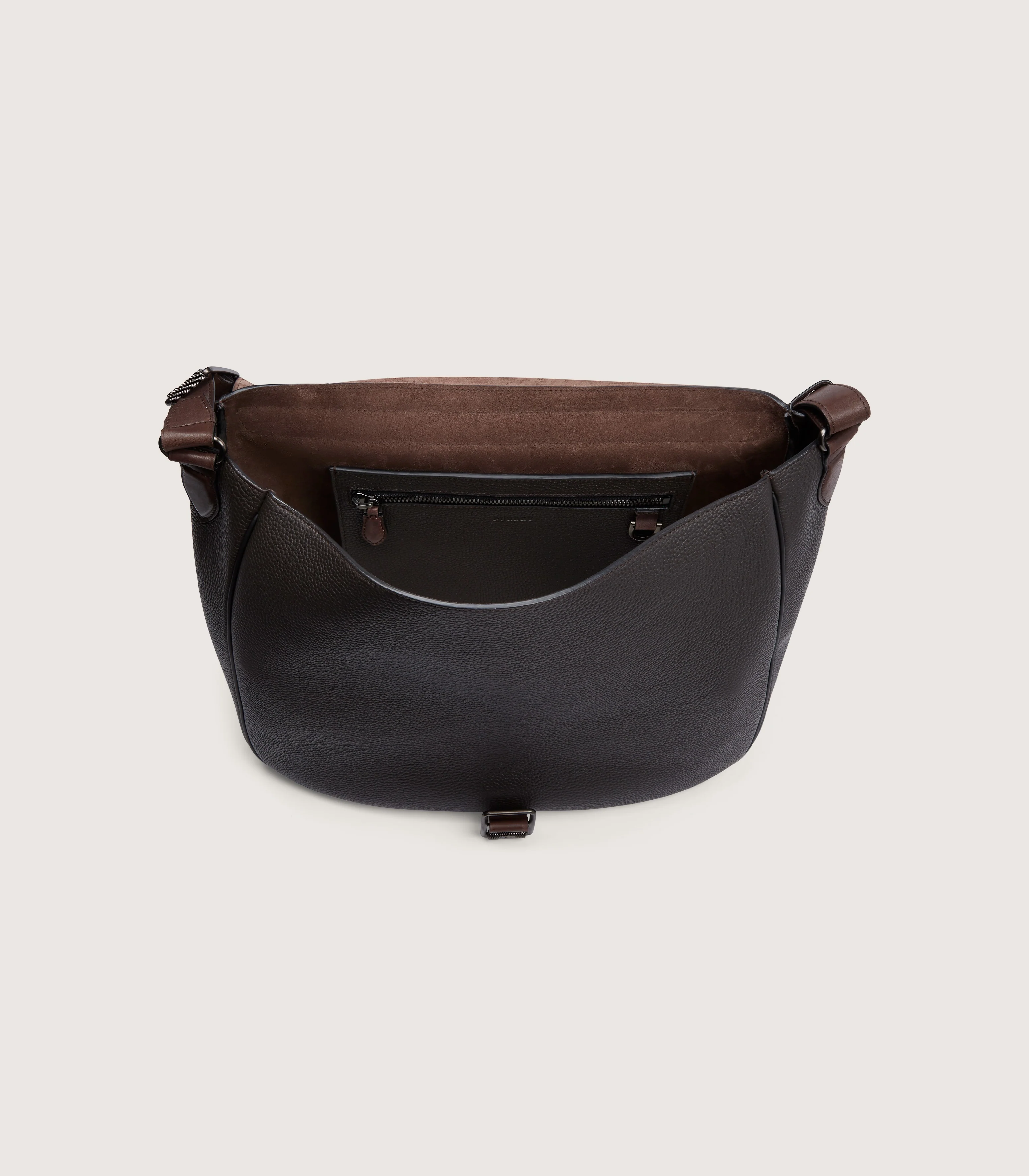 Leather Field Bag In Dark Brown - Image 3