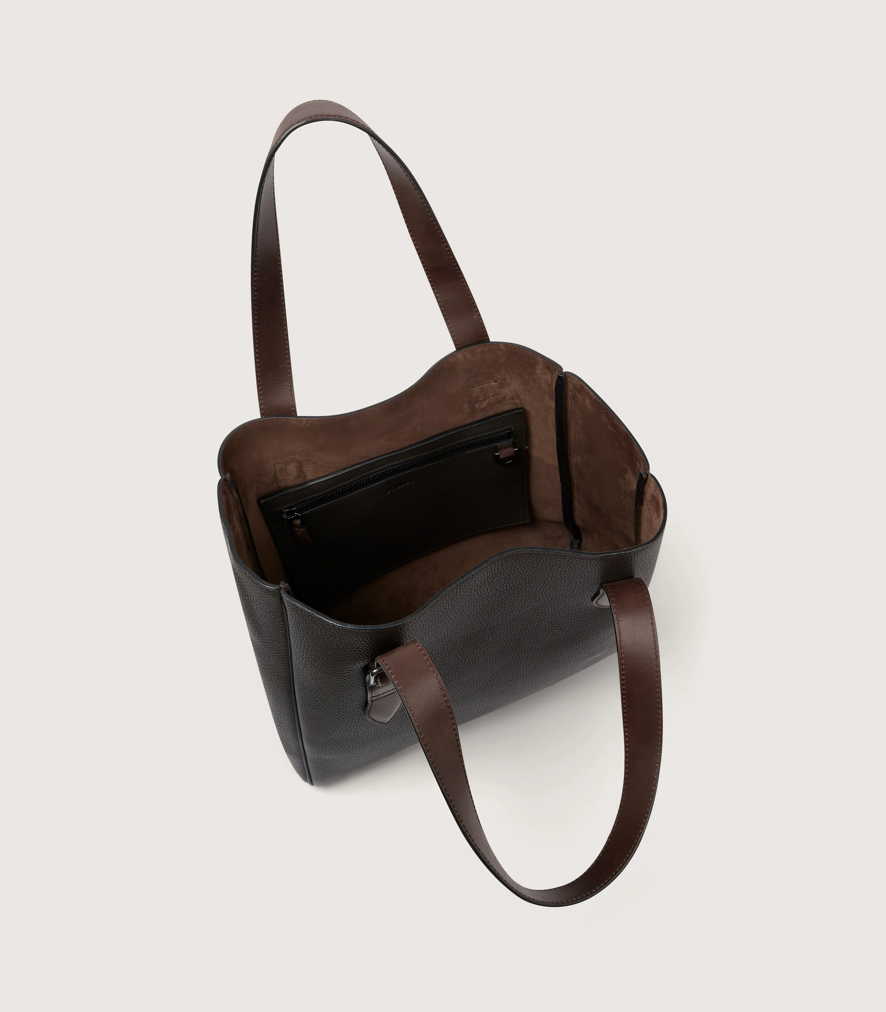 Leather Tote Keeper In Dark Brown - Image 3