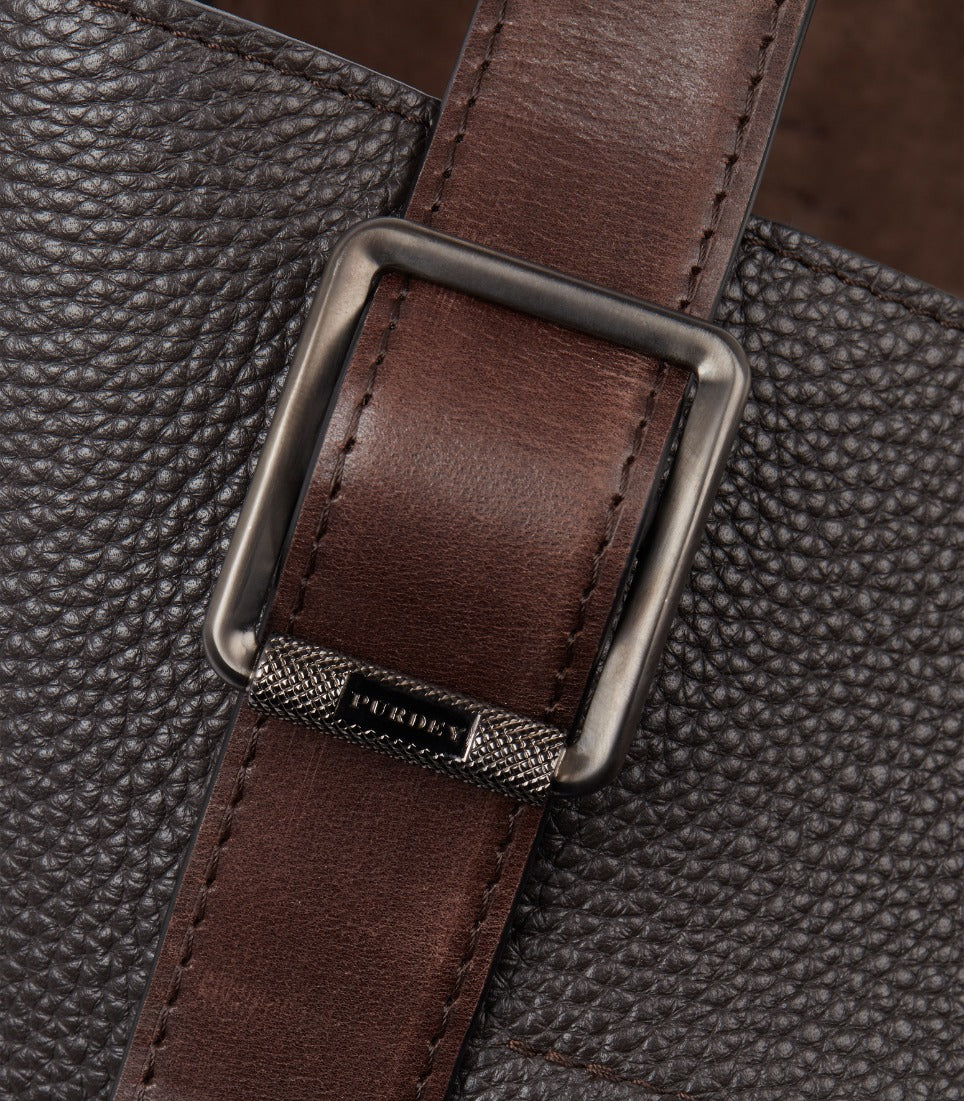 Leather Tote Keeper In Dark Brown - Image 4