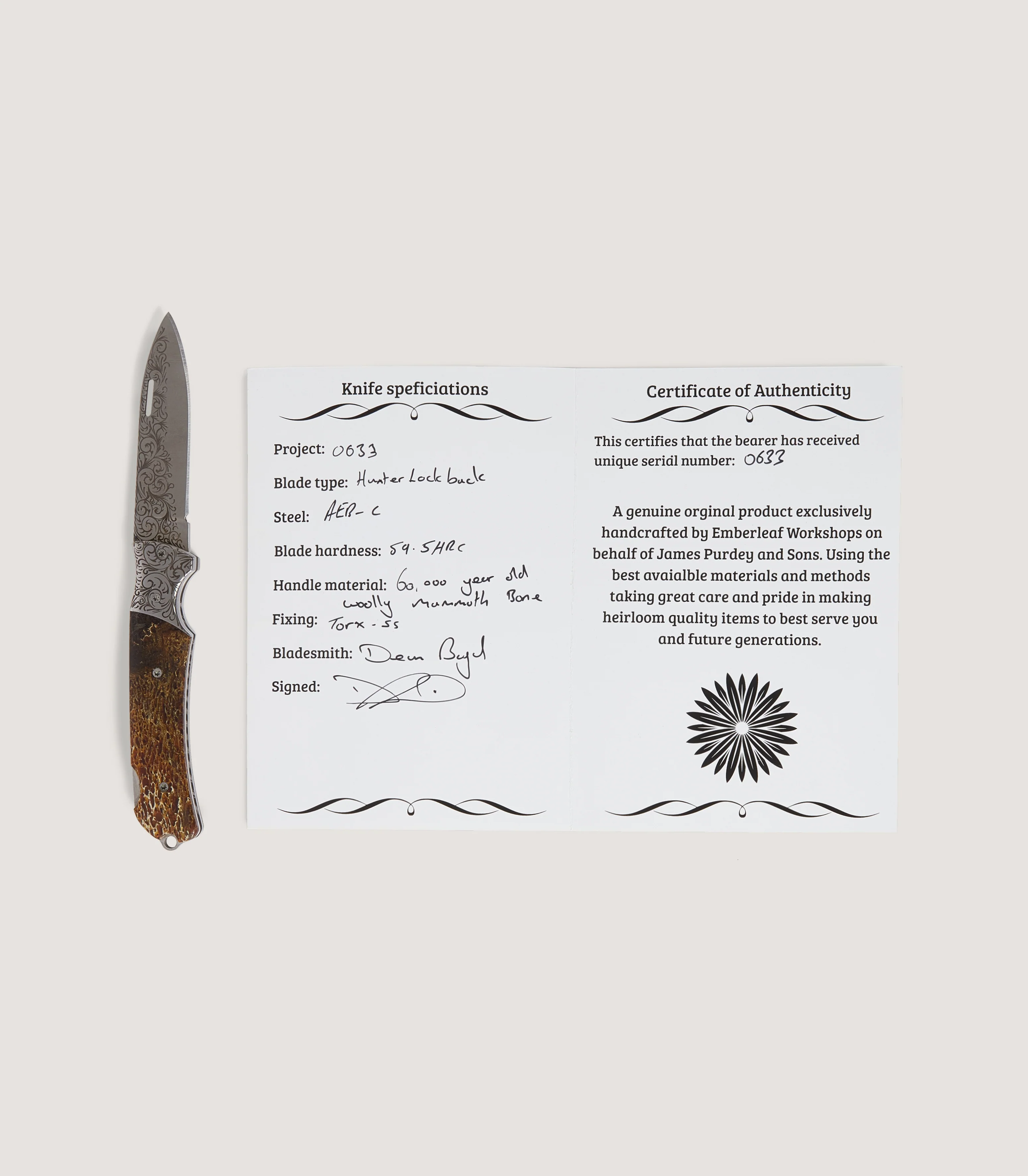 Mammoth Bone Hunter Folding Knife In Steel - Image 4