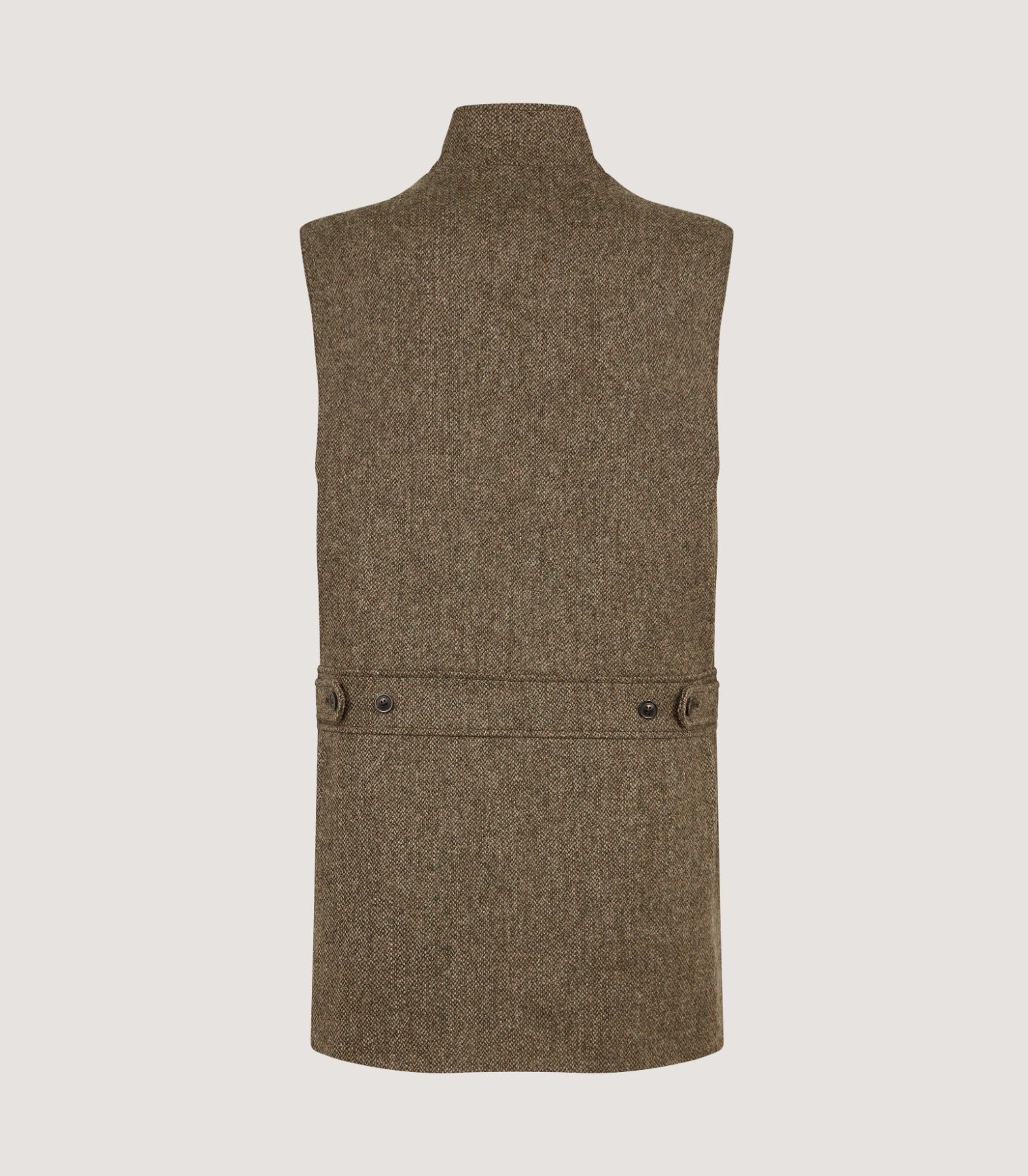 Men's Lightweight Tweed High Collar Vest in Acorn - Image 3