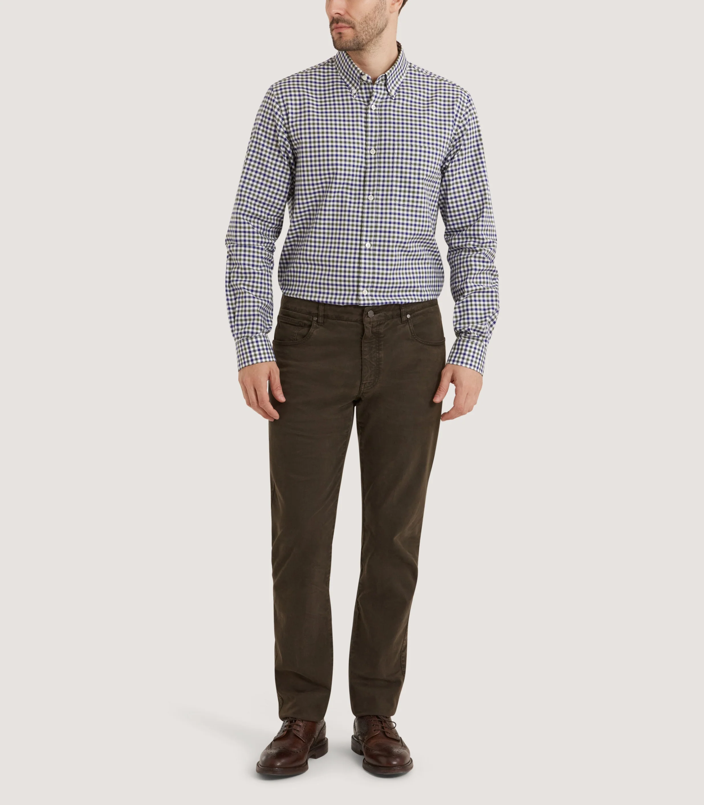 Men's Button Down Collar Shirt in Forest Green - Image 2