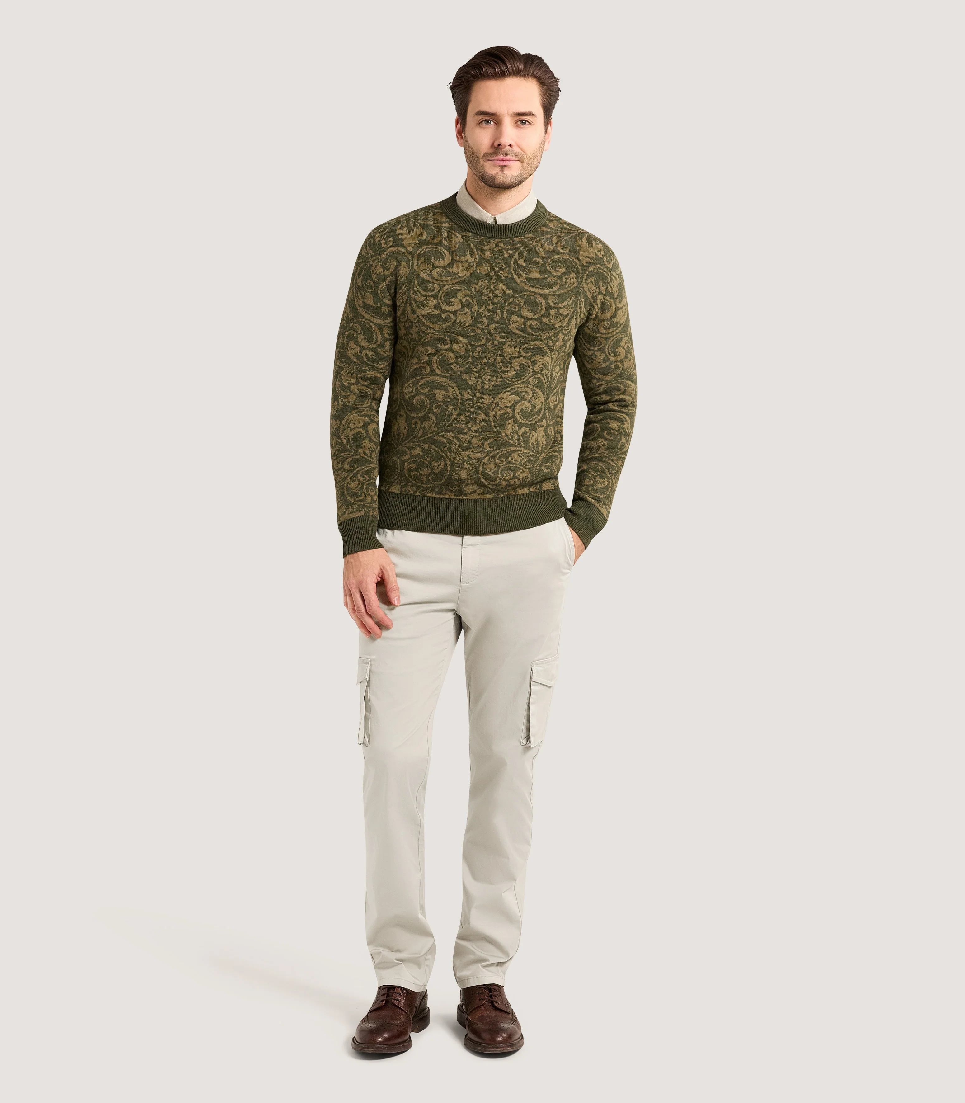 Men's Cargo Trouser in Stone - Image 3