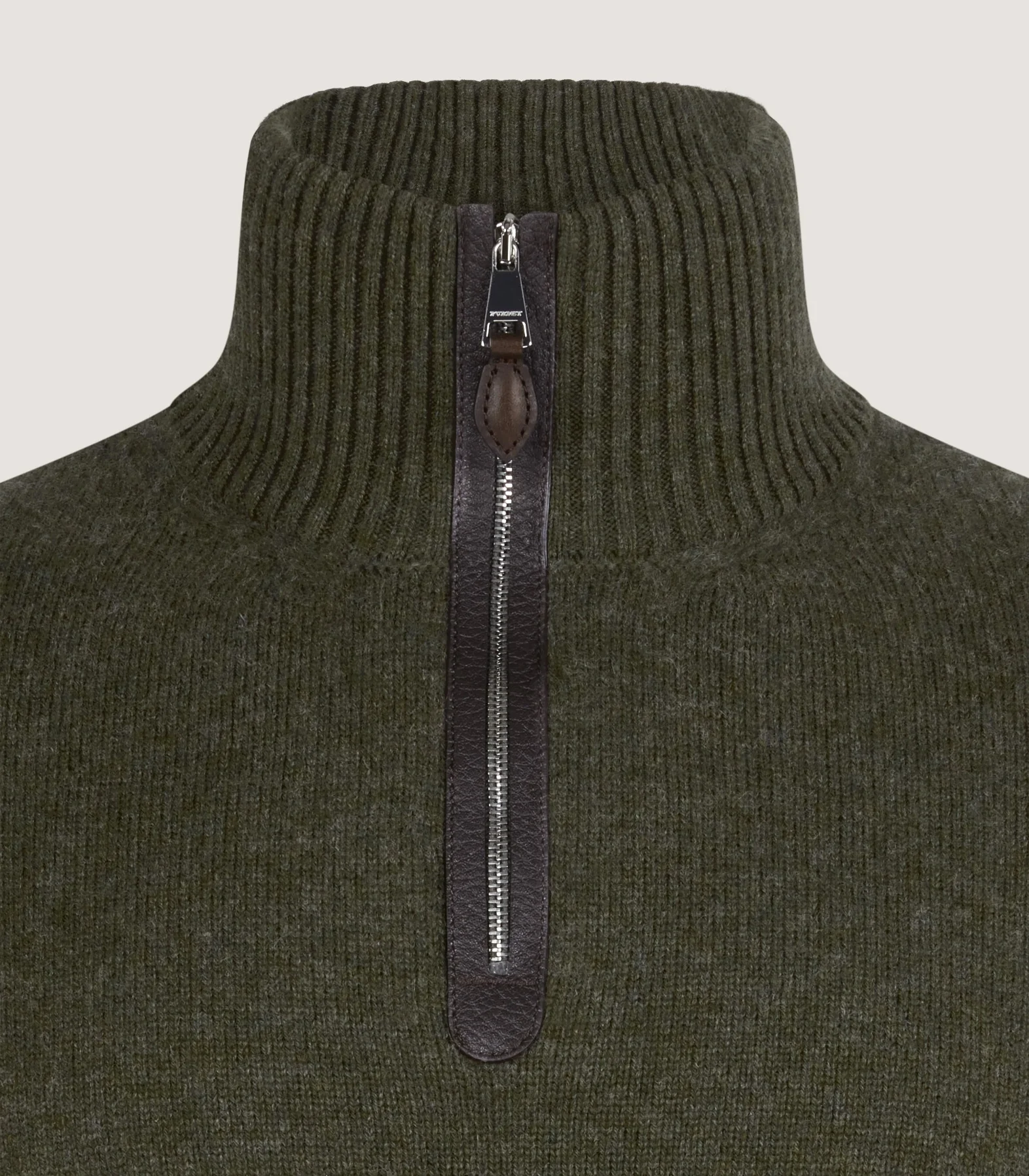 Men's Cashmere Quarter Zip Sweater in Loden - Image 5