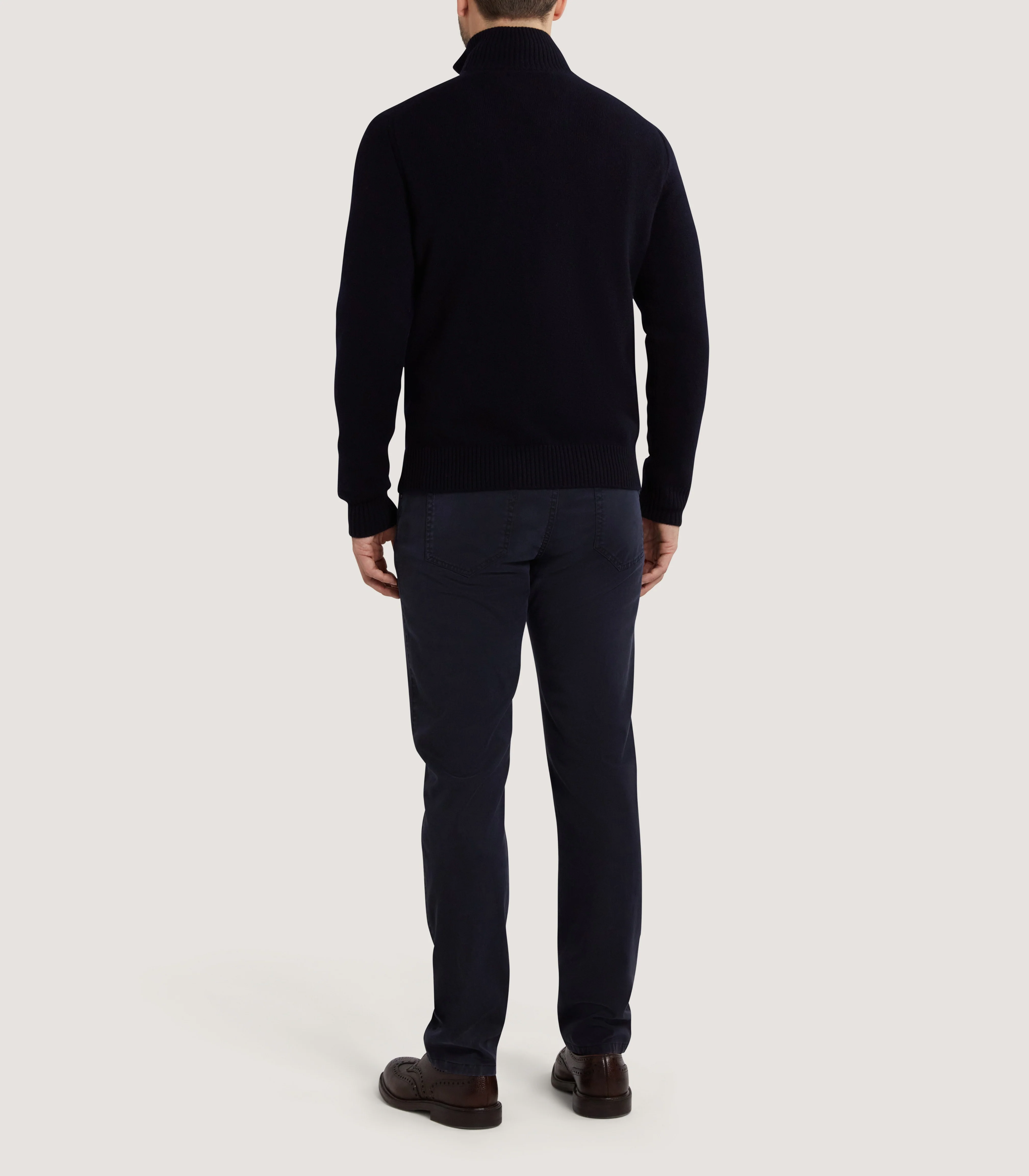 Men's Cashmere Quarter Zip Sweater in Midnight - Image 4