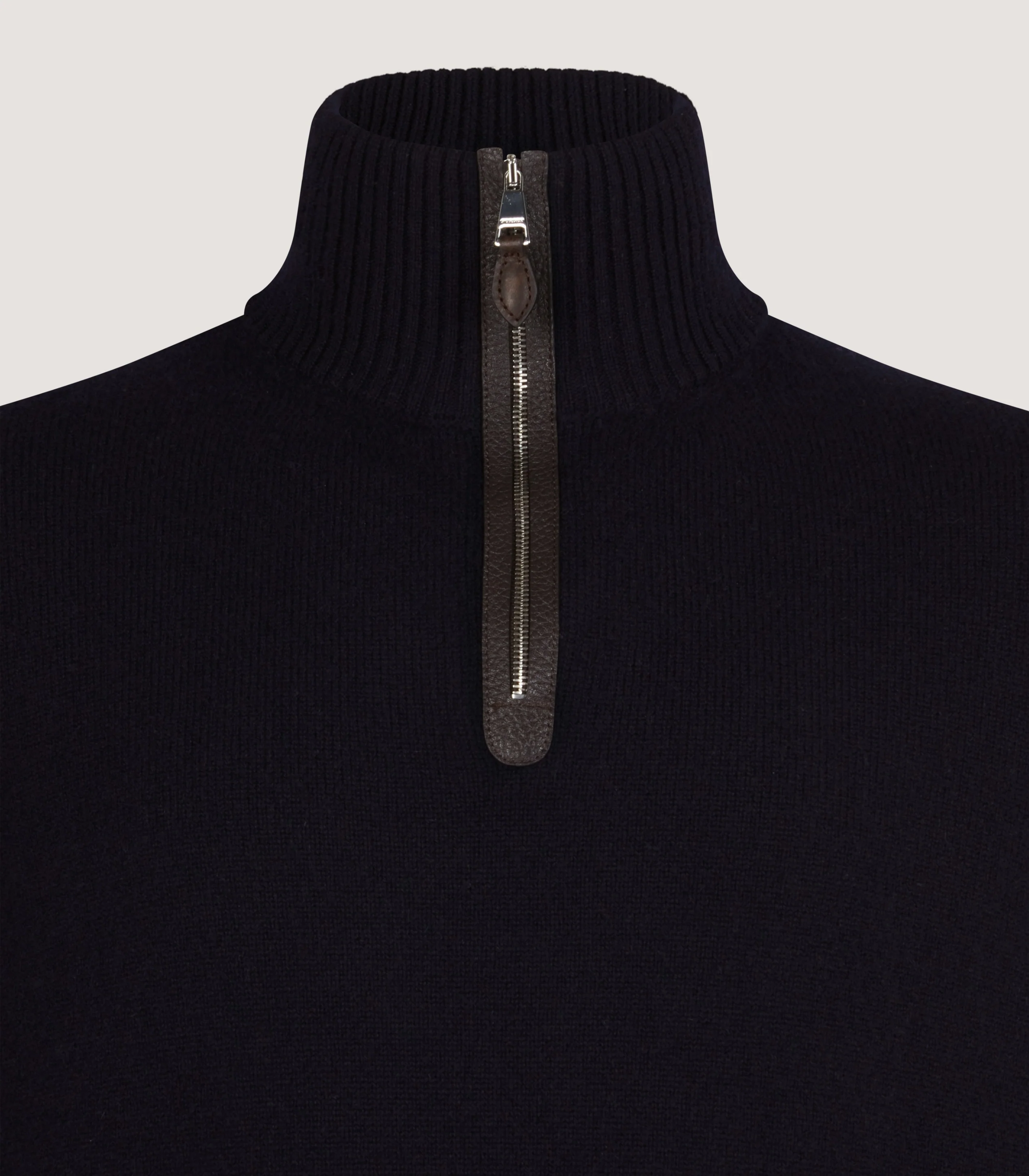 Men's Cashmere Quarter Zip Sweater in Midnight - Image 5