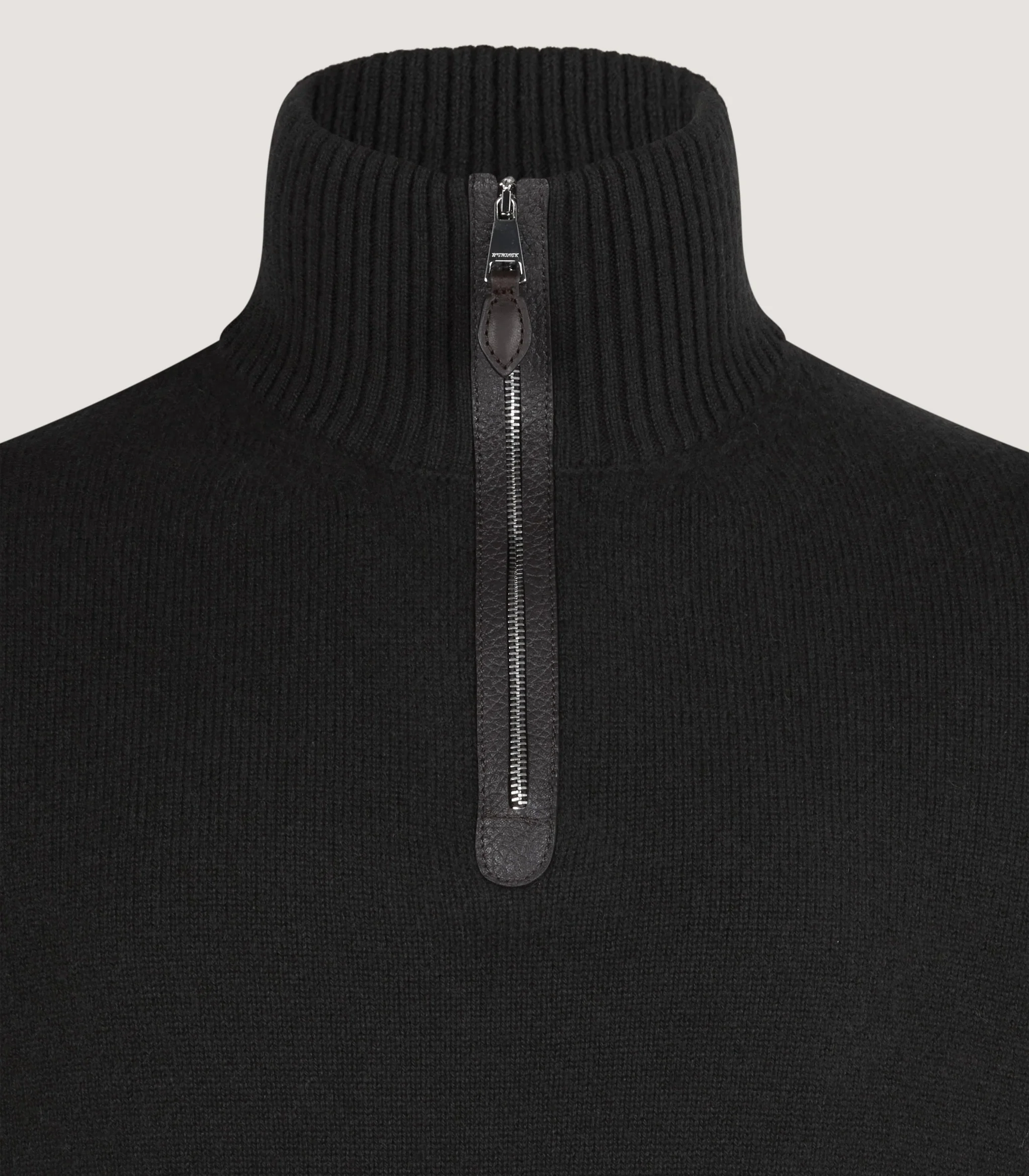 Men's Cashmere Quarter Zip Sweater in Military - Image 5