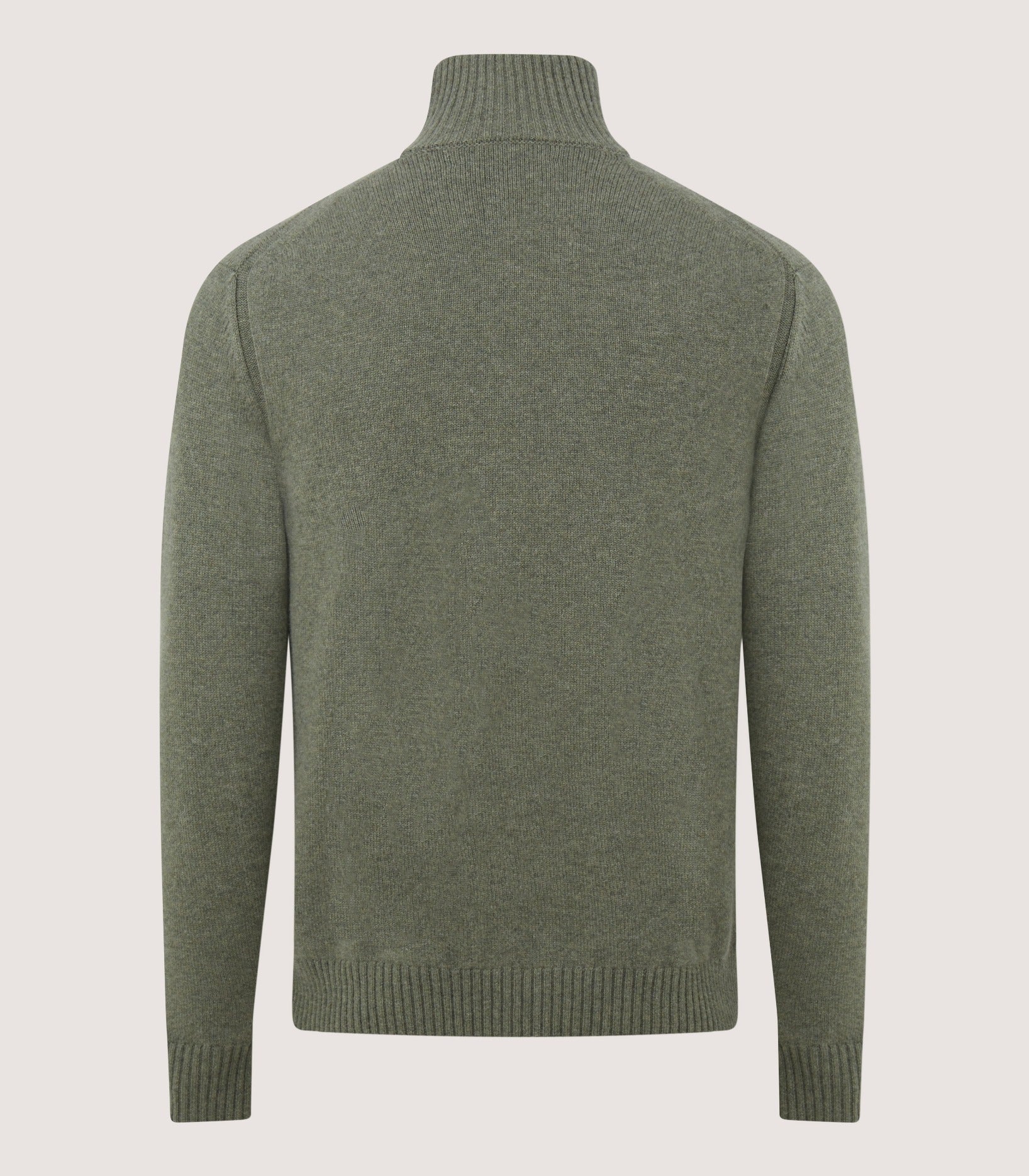 Men's Cashmere Quarter Zip Sweater in Moss - Image 3