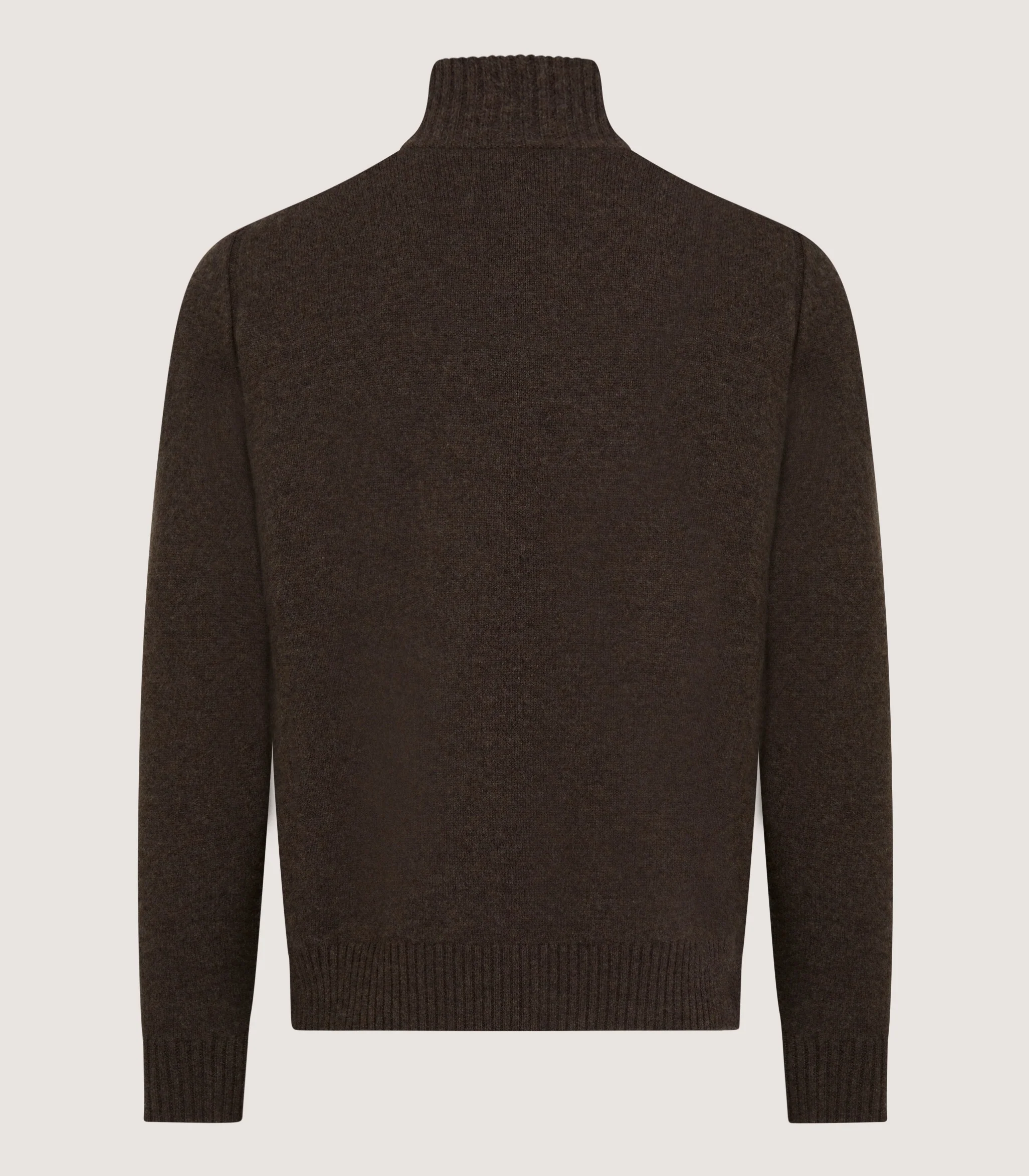Men's Cashmere Quarter Zip Sweater in Walnut - Image 3