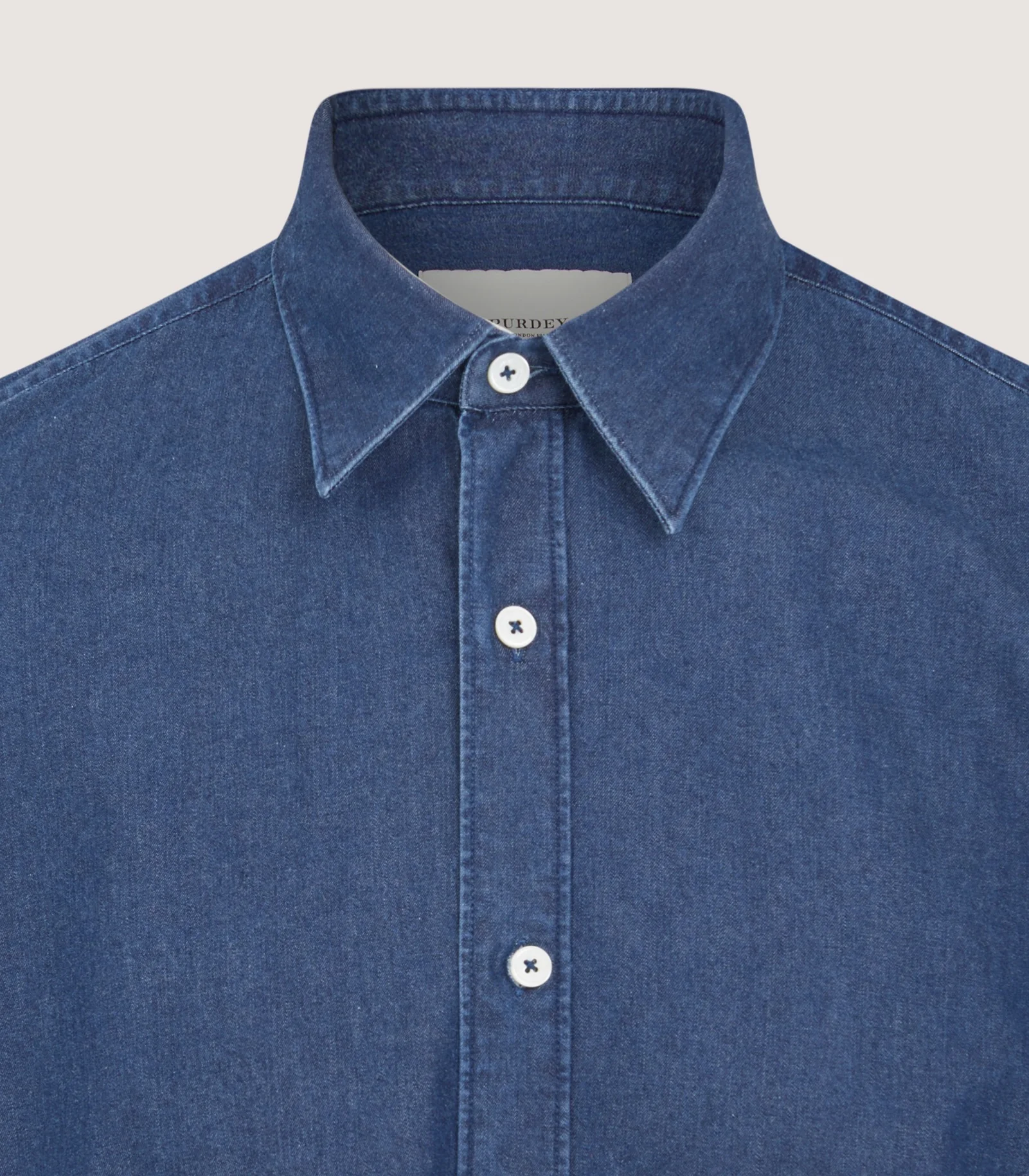 Men's Chambray Shirt in Denim Blue - Image 5
