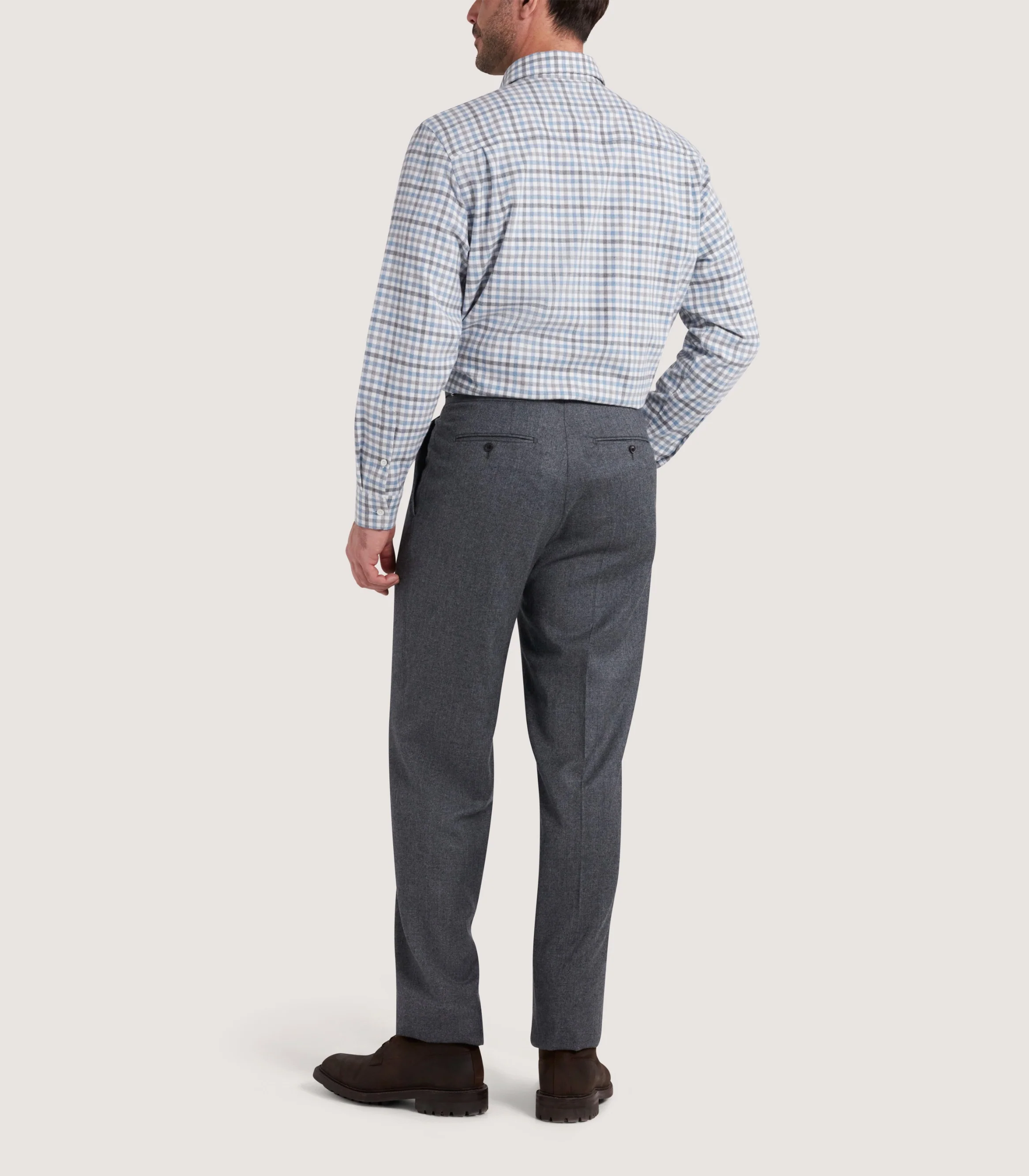 Men's Check Flannel Shirt in Dove - Image 4