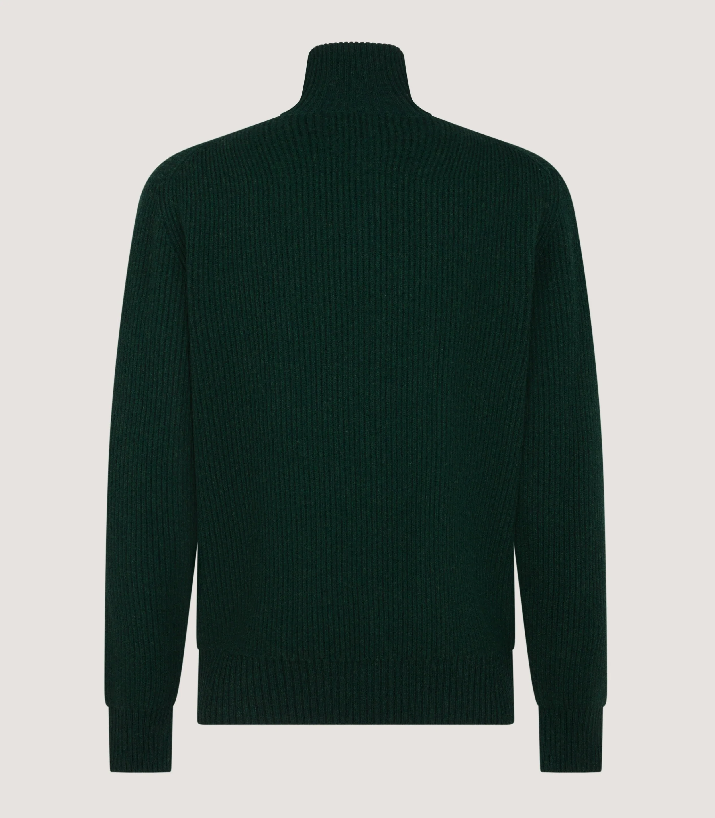 Men's Clifford Wool Cashmere Ribbed Quarter Zip Sweater in Emerald - Image 3