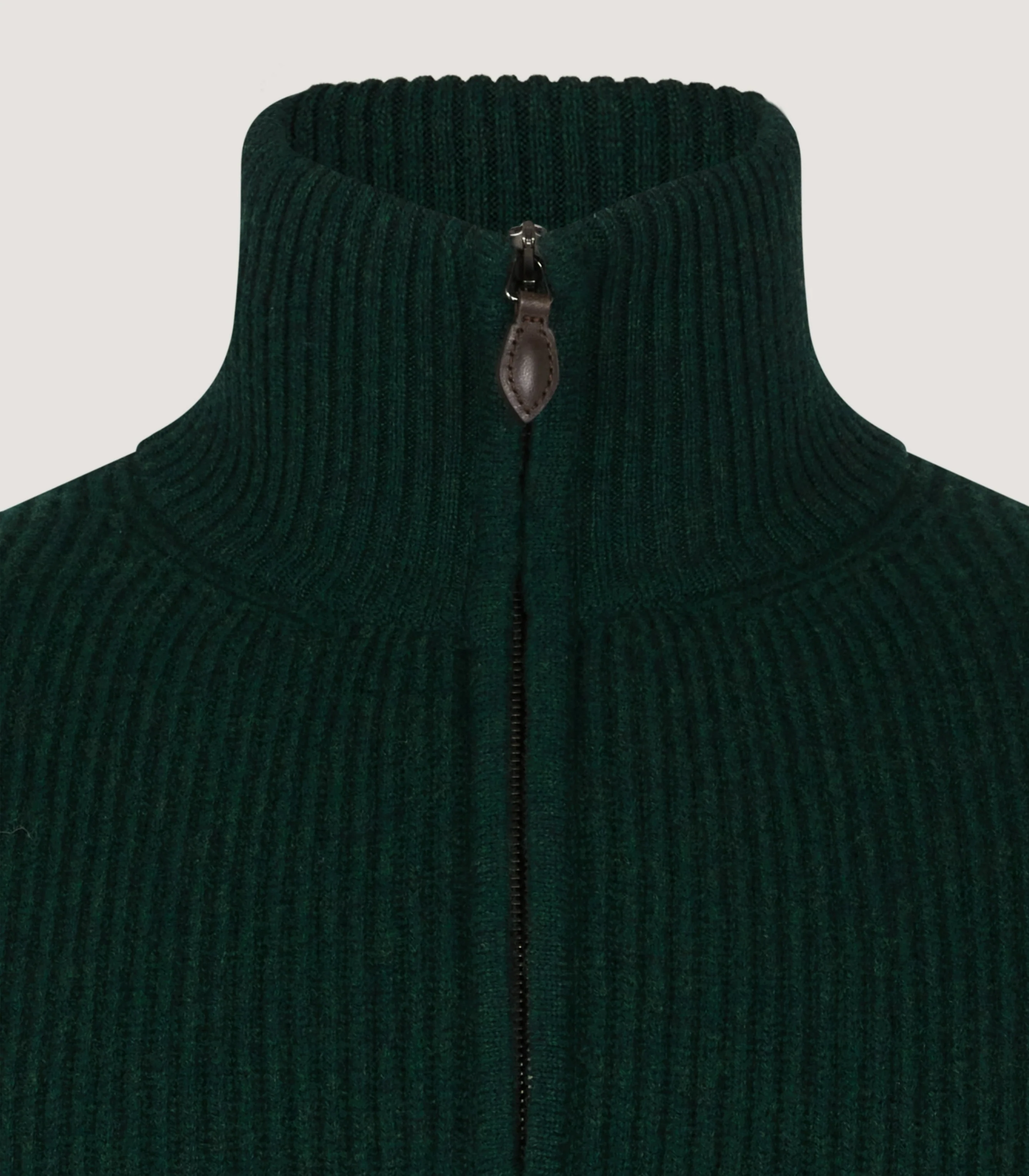 Men's Clifford Wool Cashmere Ribbed Quarter Zip Sweater in Emerald - Image 5