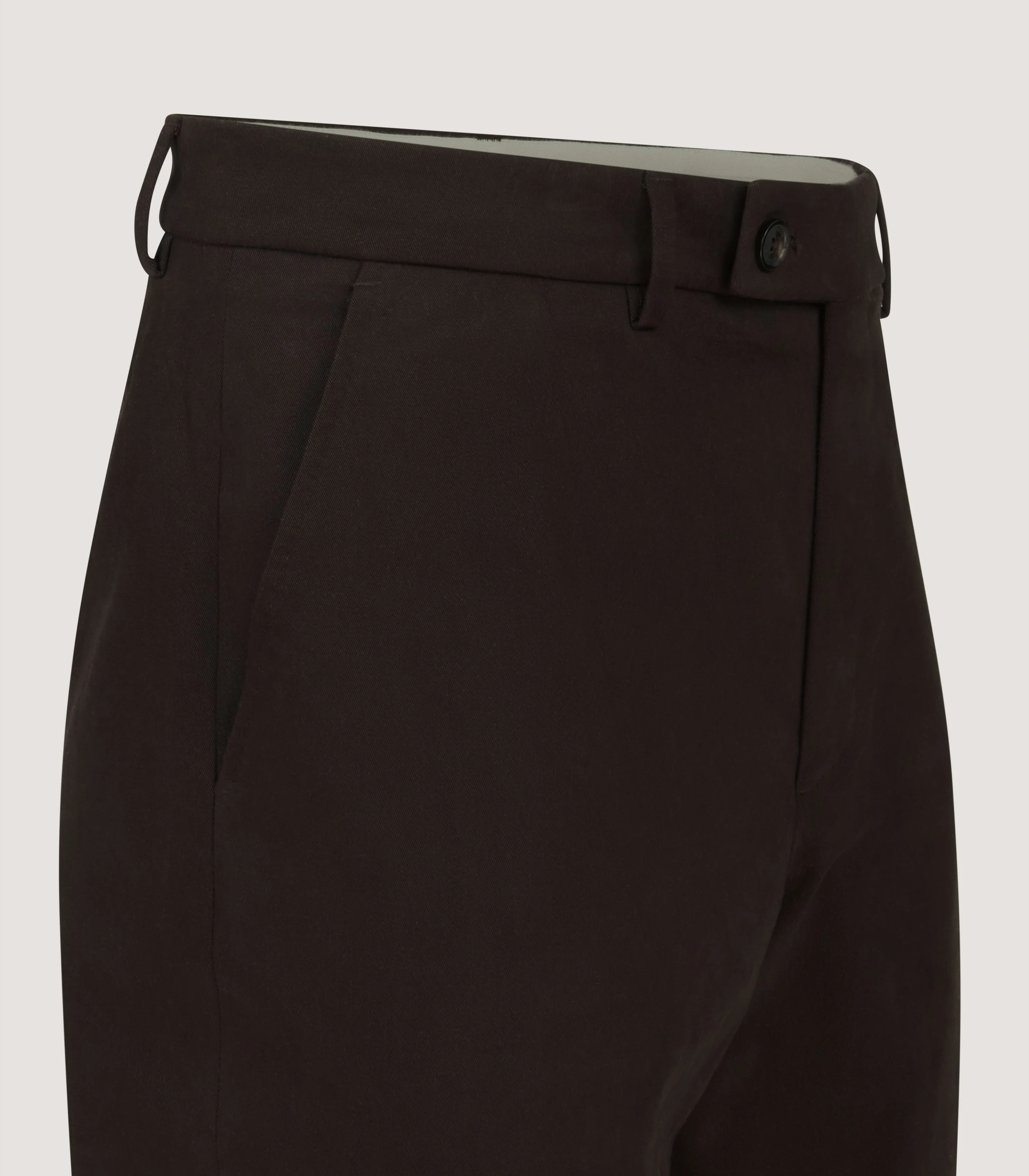 Men's Cotton Flat Front Trousers in Walnut - Image 5