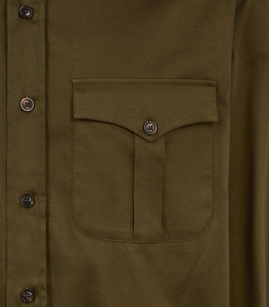 Men's Cotton Khartoum Shirt in Loden - Image 5