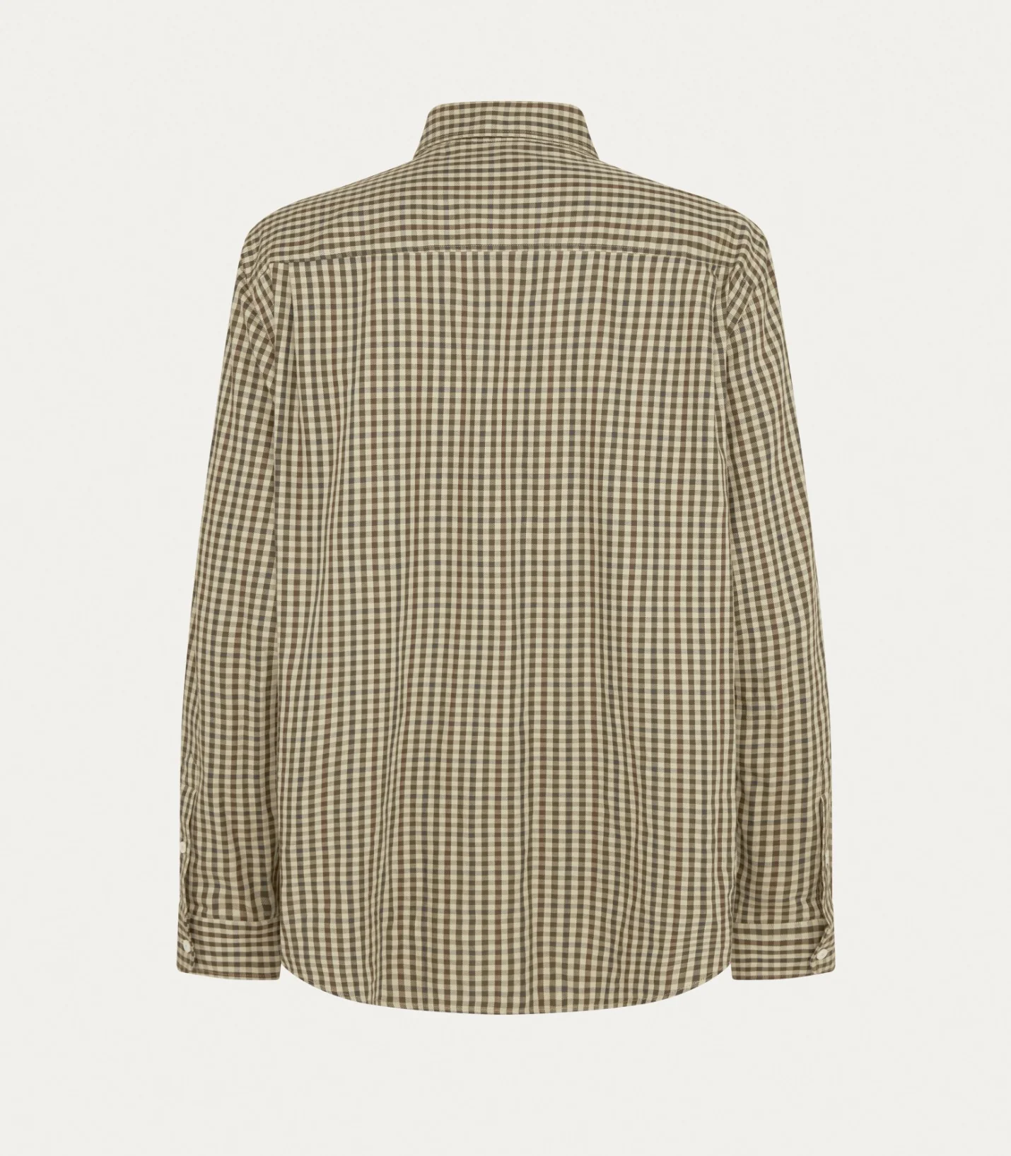Men's Cotton Shepherd Check Single Pocket Shirt in Olive - Image 3