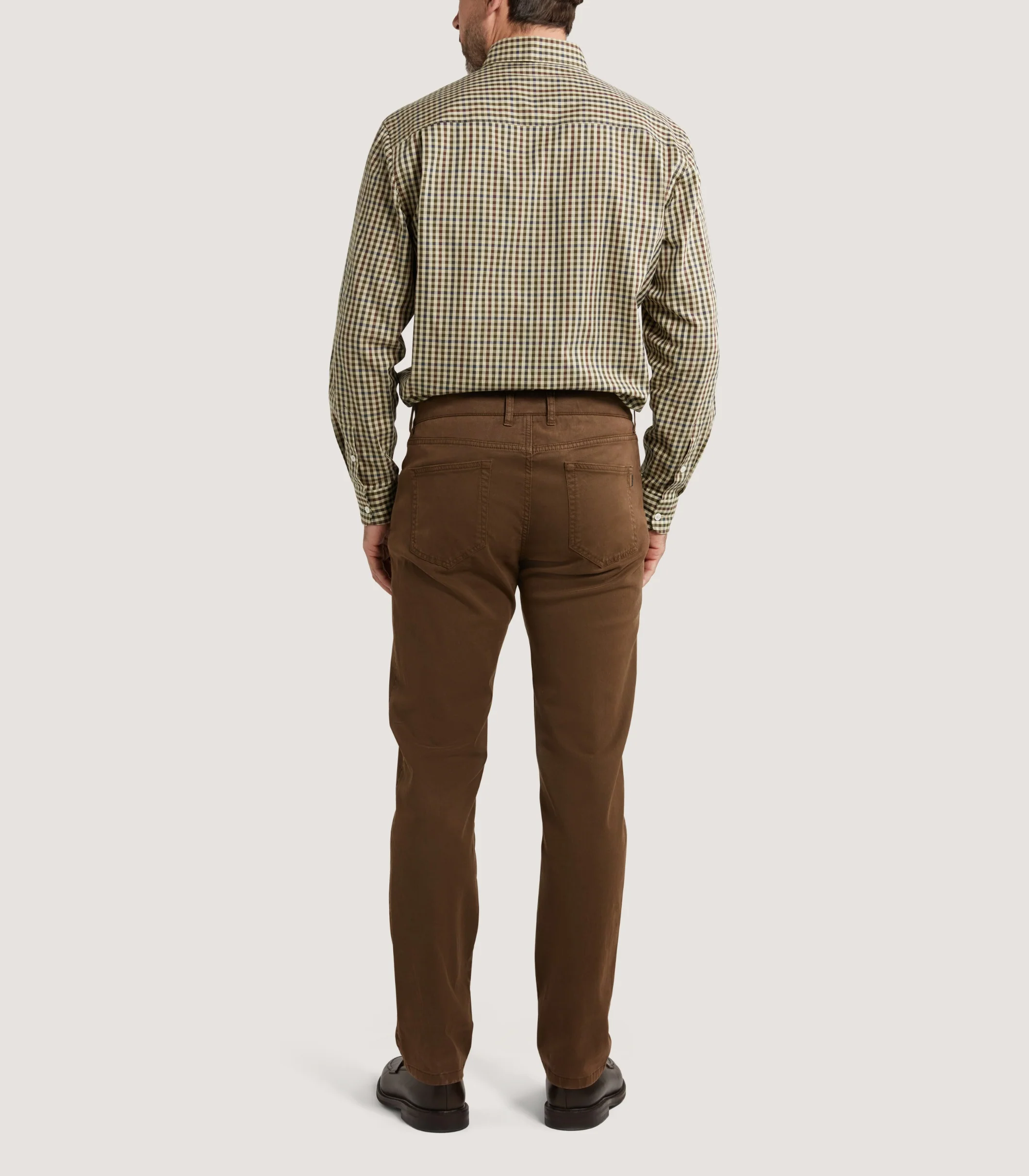 Men's Cotton Shepherd Check Single Pocket Shirt in Olive - Image 4