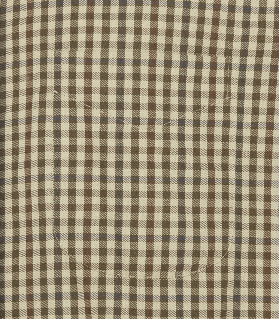 Men's Cotton Shepherd Check Single Pocket Shirt in Olive - Image 5
