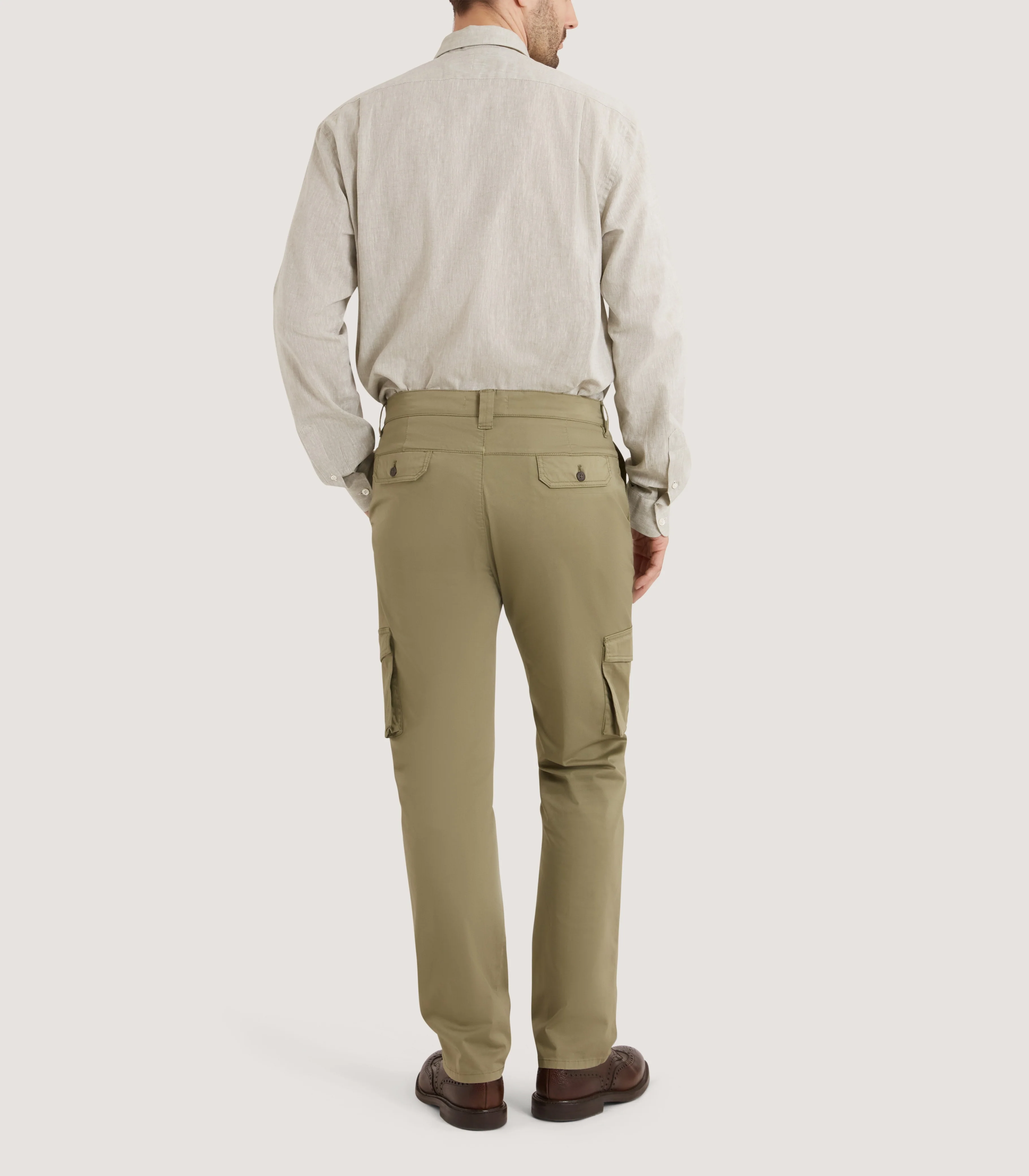 Men's Cotton Shirt in Stone - Image 4