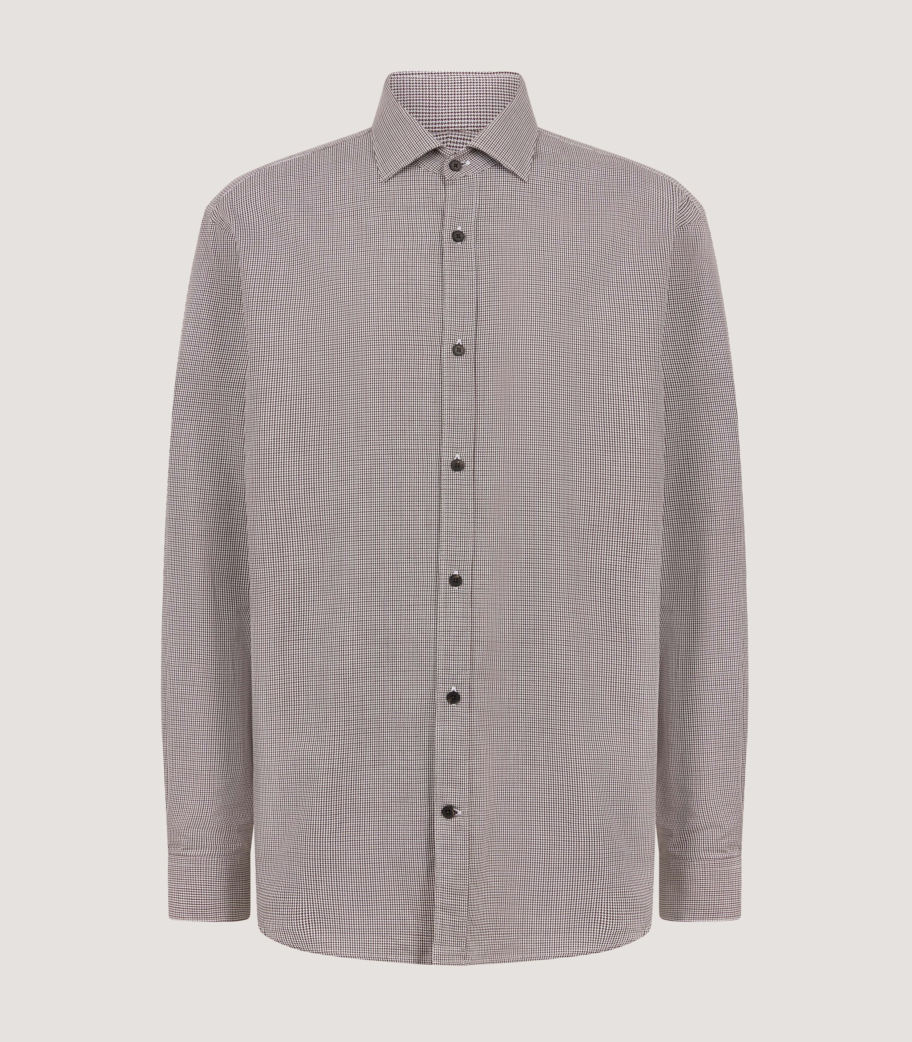 Men's Cotton Shirt With Horn Buttons in Peppercorn
