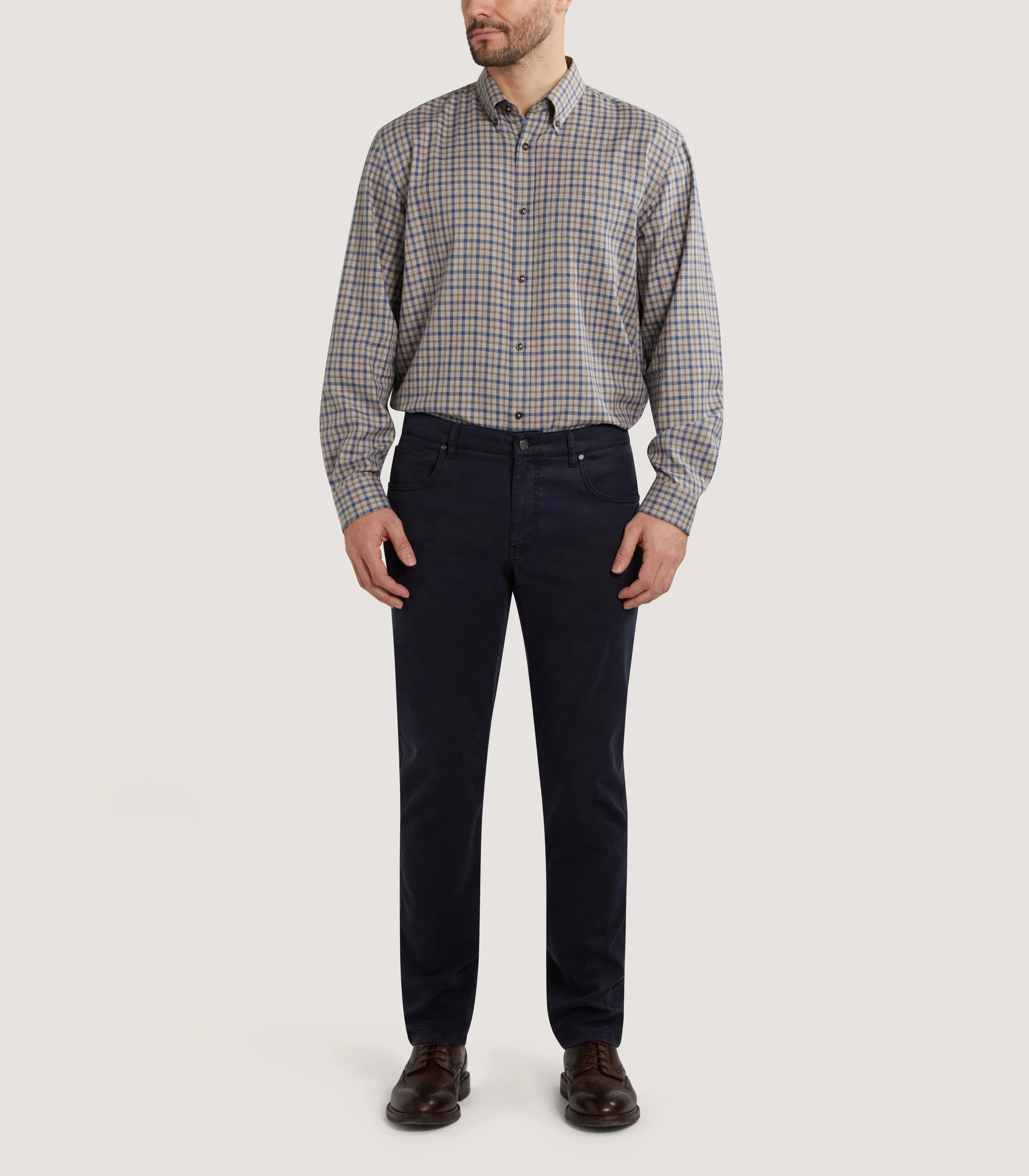Men's Cotton Single Pocket Shirt in Dove - Image 2