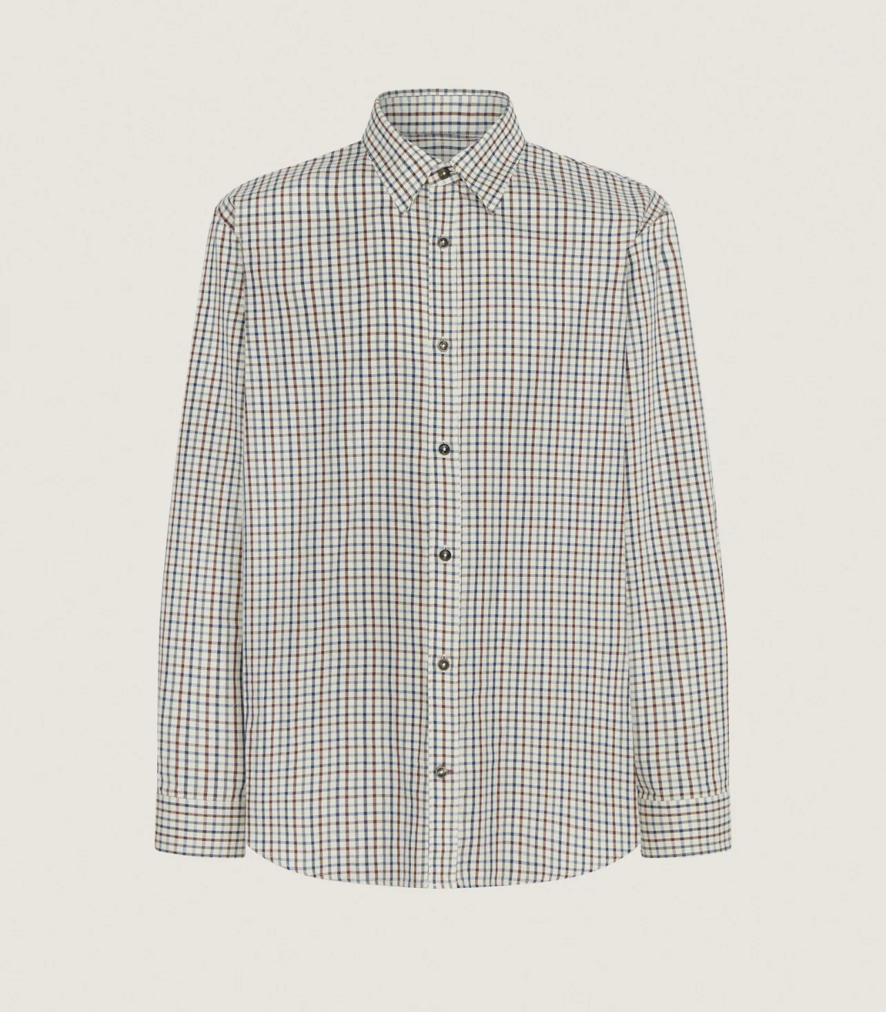 Men's Cotton Tattersall Classic Shirt in Flax