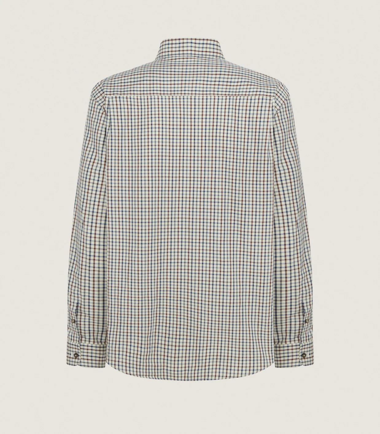 Men's Cotton Tattersall Classic Shirt in Flax - Image 3