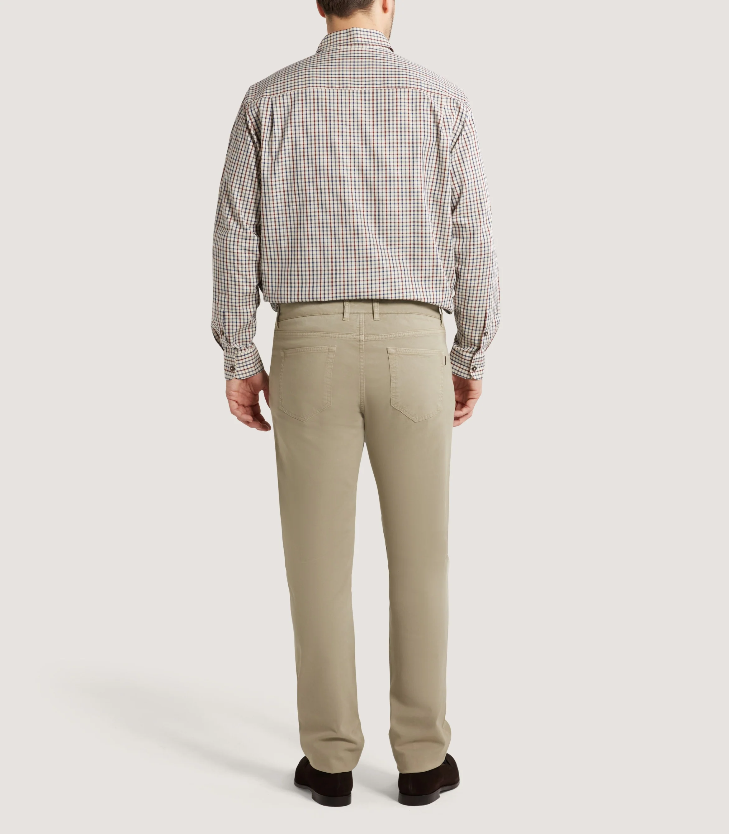 Men's Cotton Tattersall Classic Shirt in Flax - Image 4