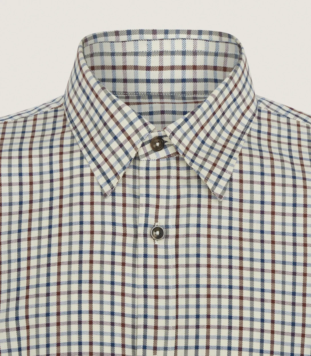 Men's Cotton Tattersall Classic Shirt in Flax - Image 5