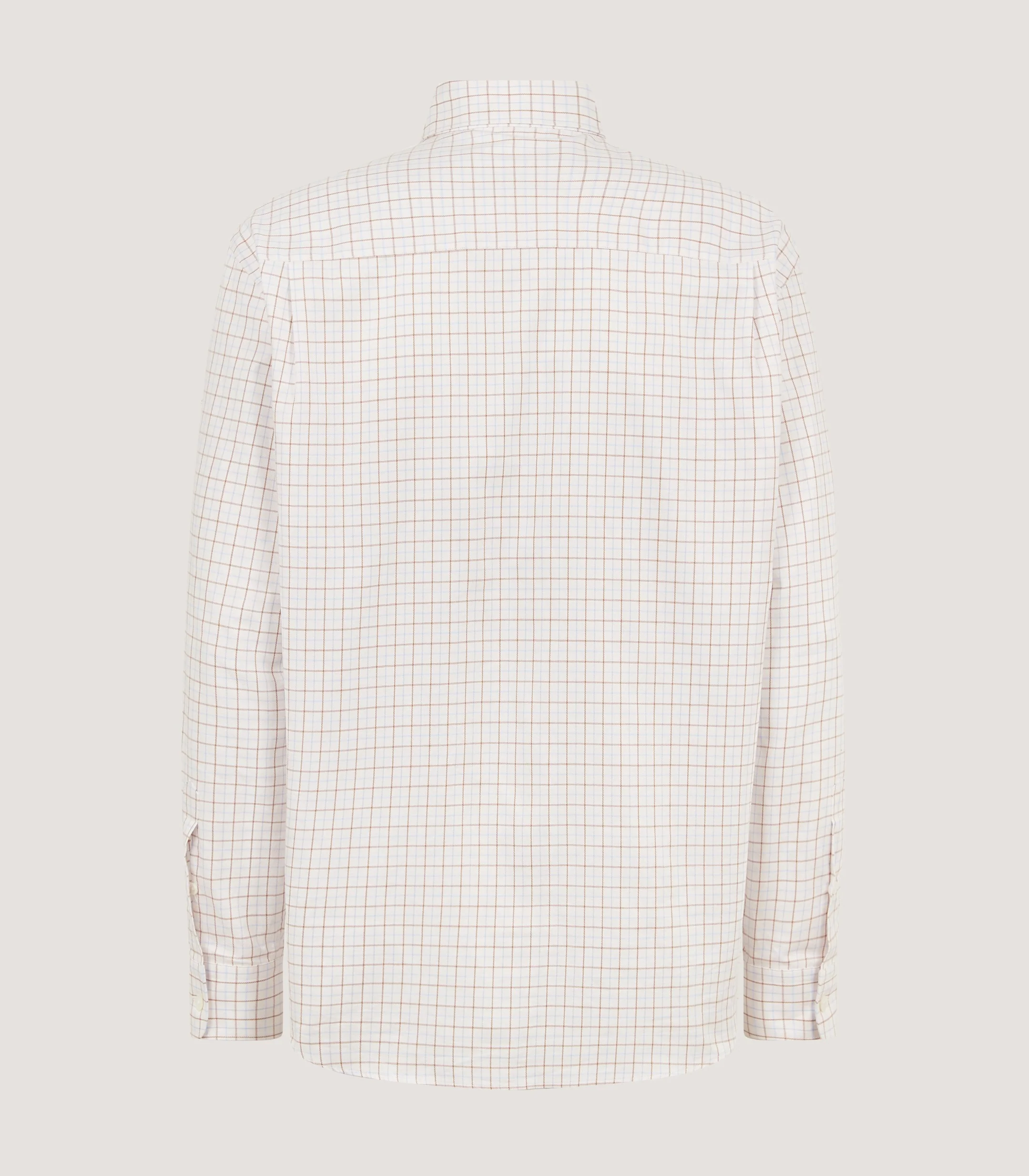 Men's Cut Away Collar Tattersall Shirt in Sky Blue - Image 3