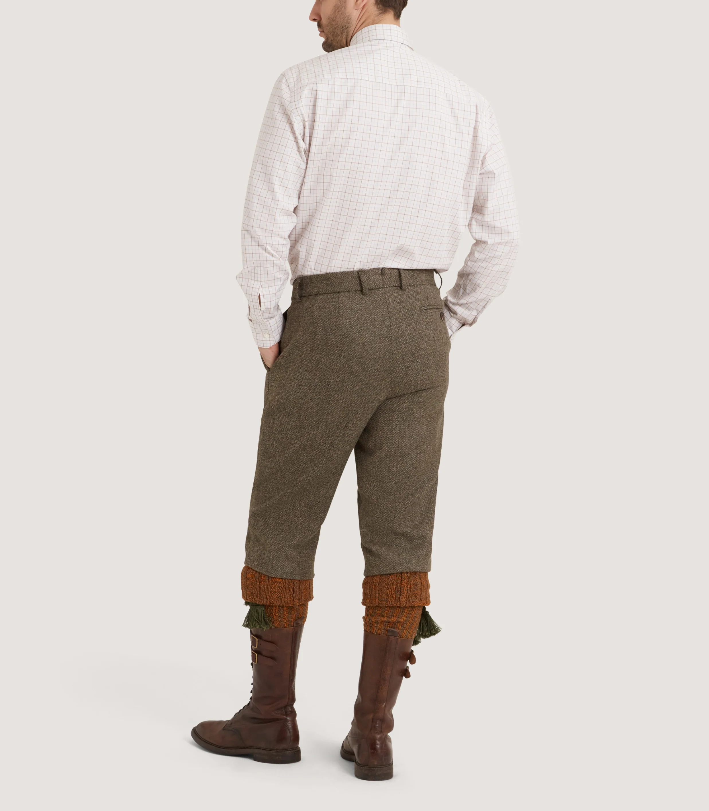 Men's Cut Away Collar Tattersall Shirt in Sky Blue - Image 4