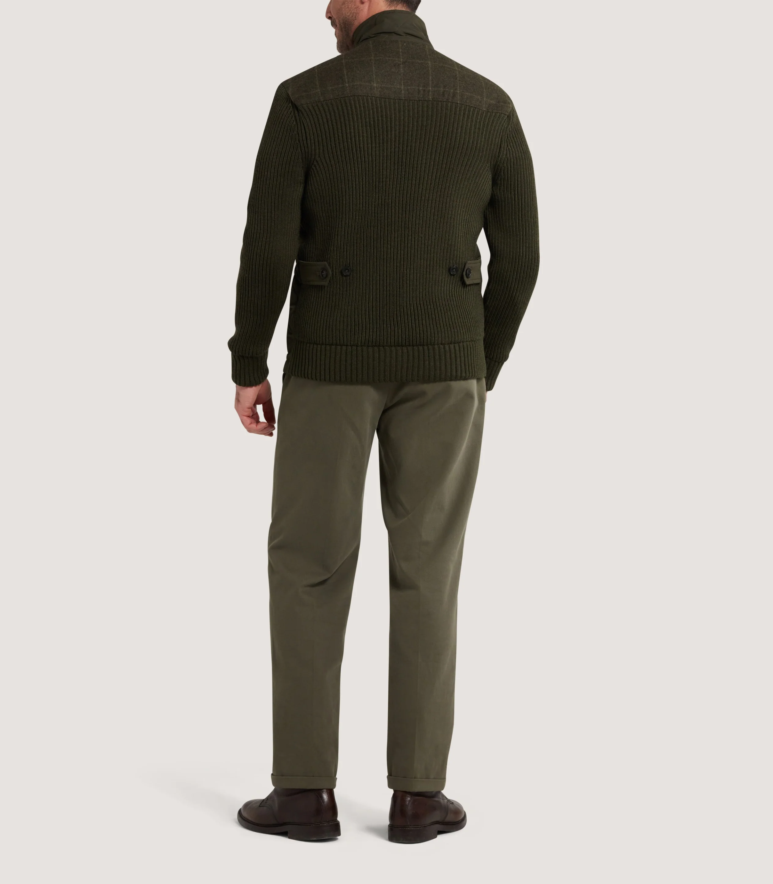 Men's Devonshire Nylon Quilted Zip Front Cardigan in Loden - Image 4