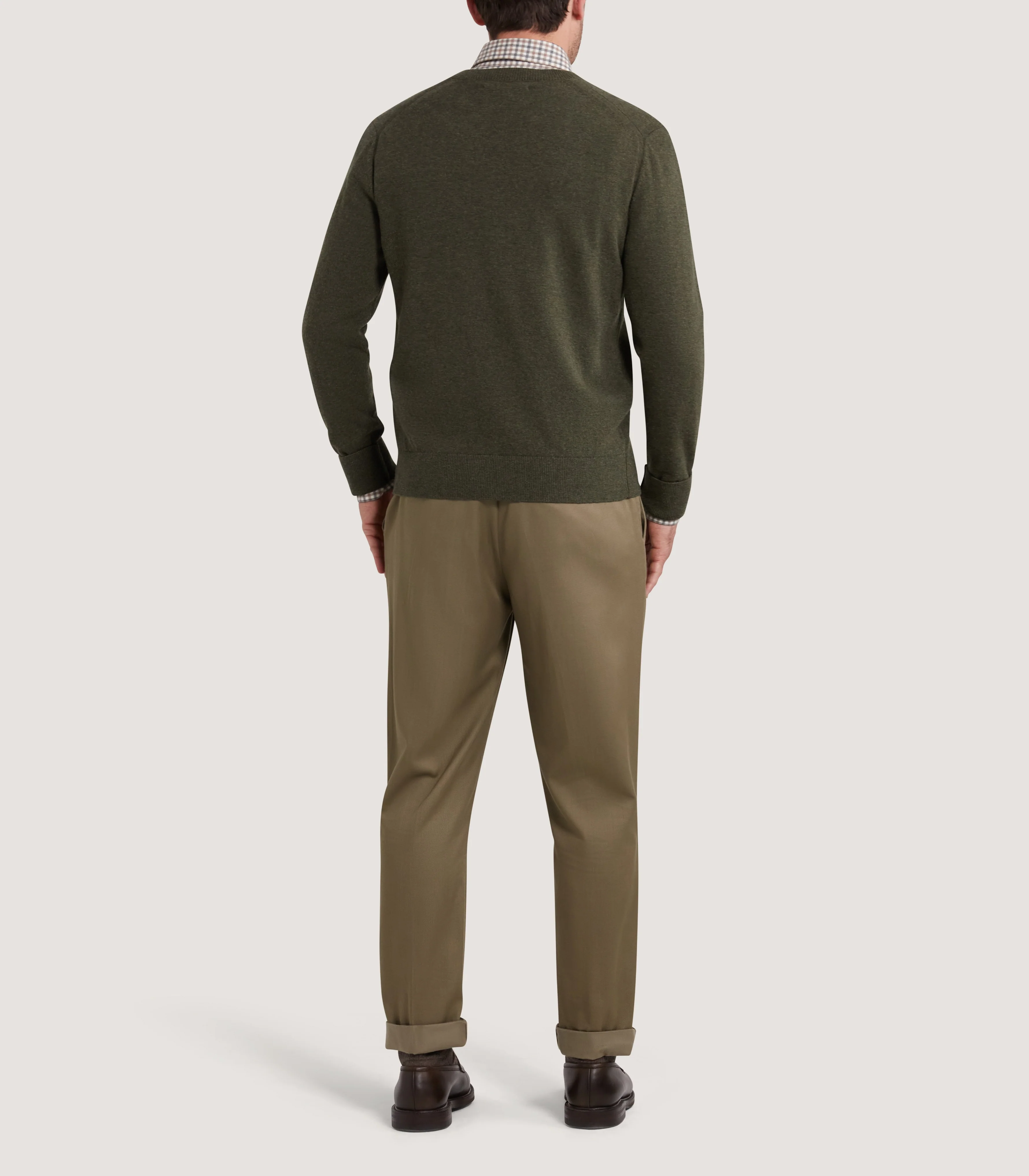 Men's Ensay British Outdoor V Neck Jumper in Loden - Image 4