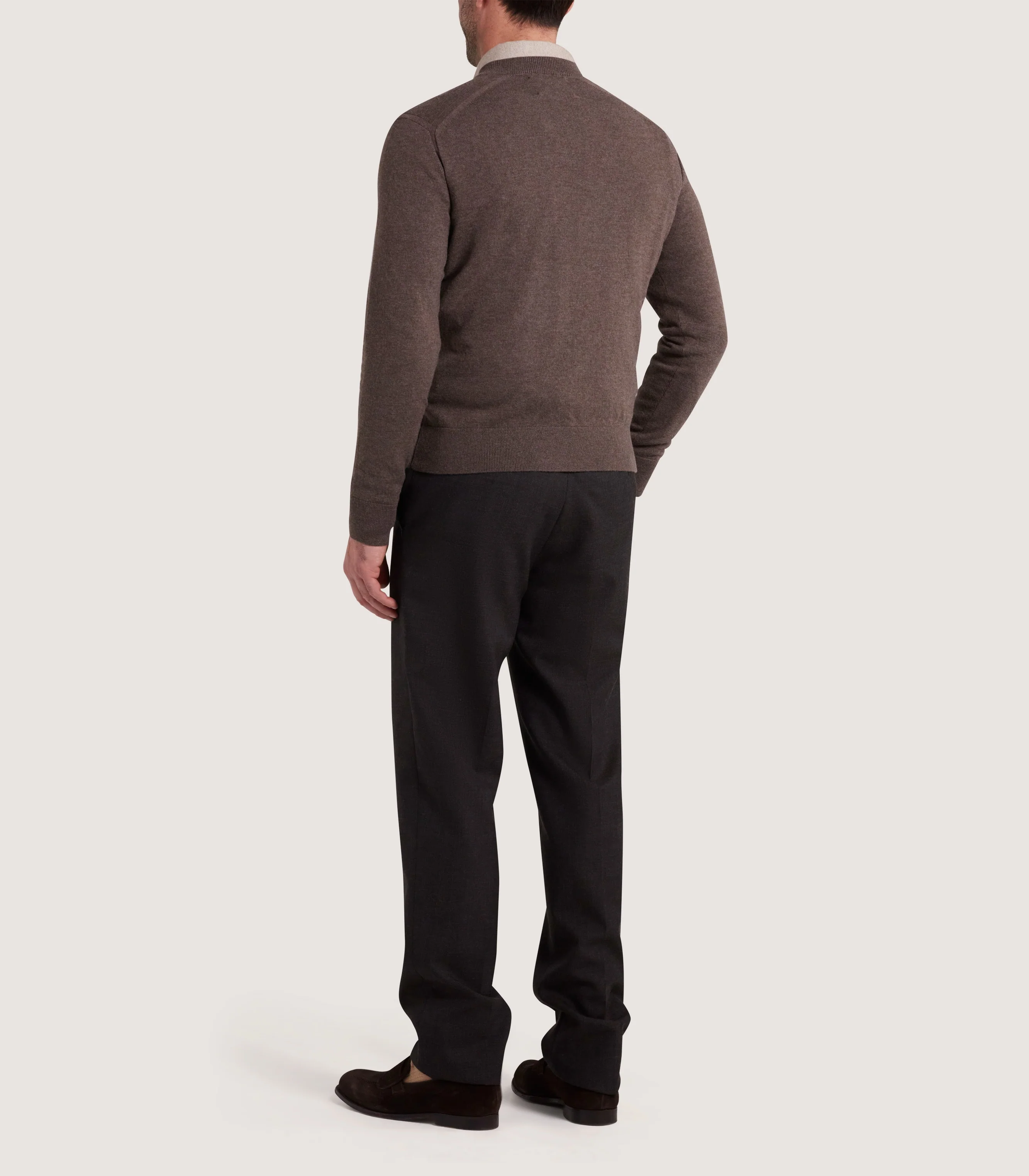 Men's Ensay British Outdoor V Neck Jumper in Oak - Image 4